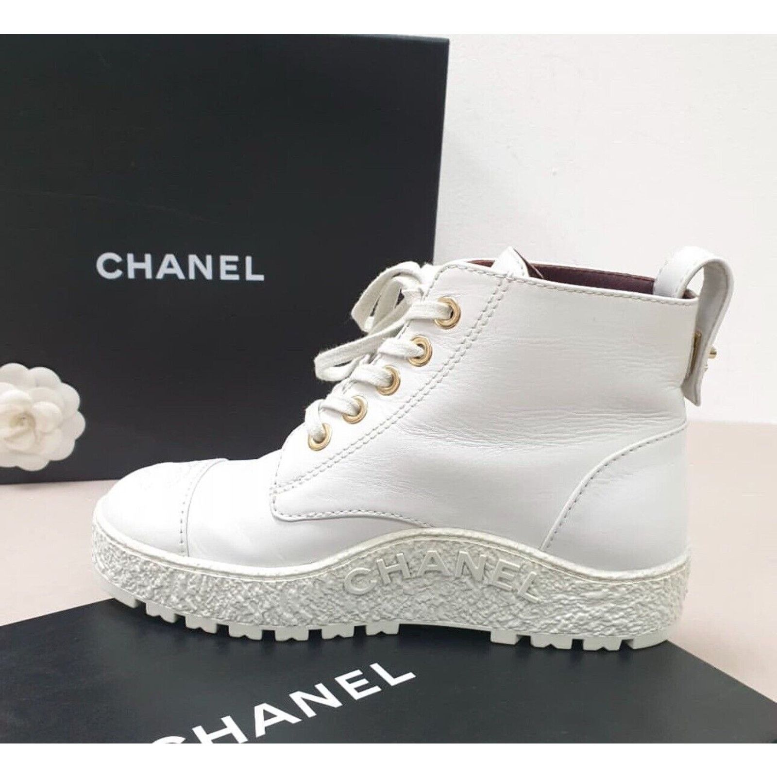 Chanel Chanel 2021 Interlocking CC Logo Combat Boots Sz.37 Size US 6 / IT 36 - 4 Thumbnail