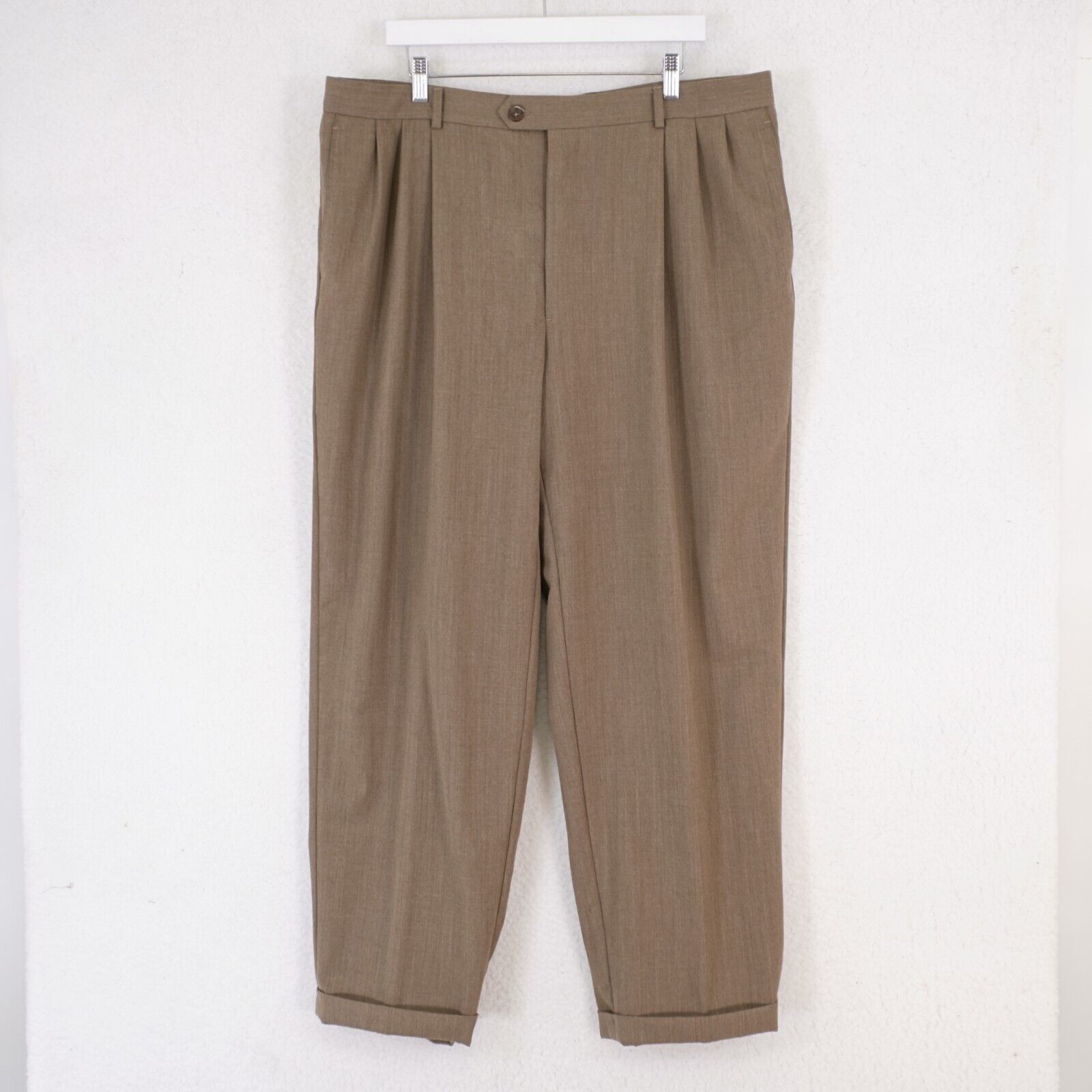 Pronto Uomo Pronto Uomo Wool Brown Dress Pants 40/31 High Rise Pleated C Size 40R - 1 Thumbnail