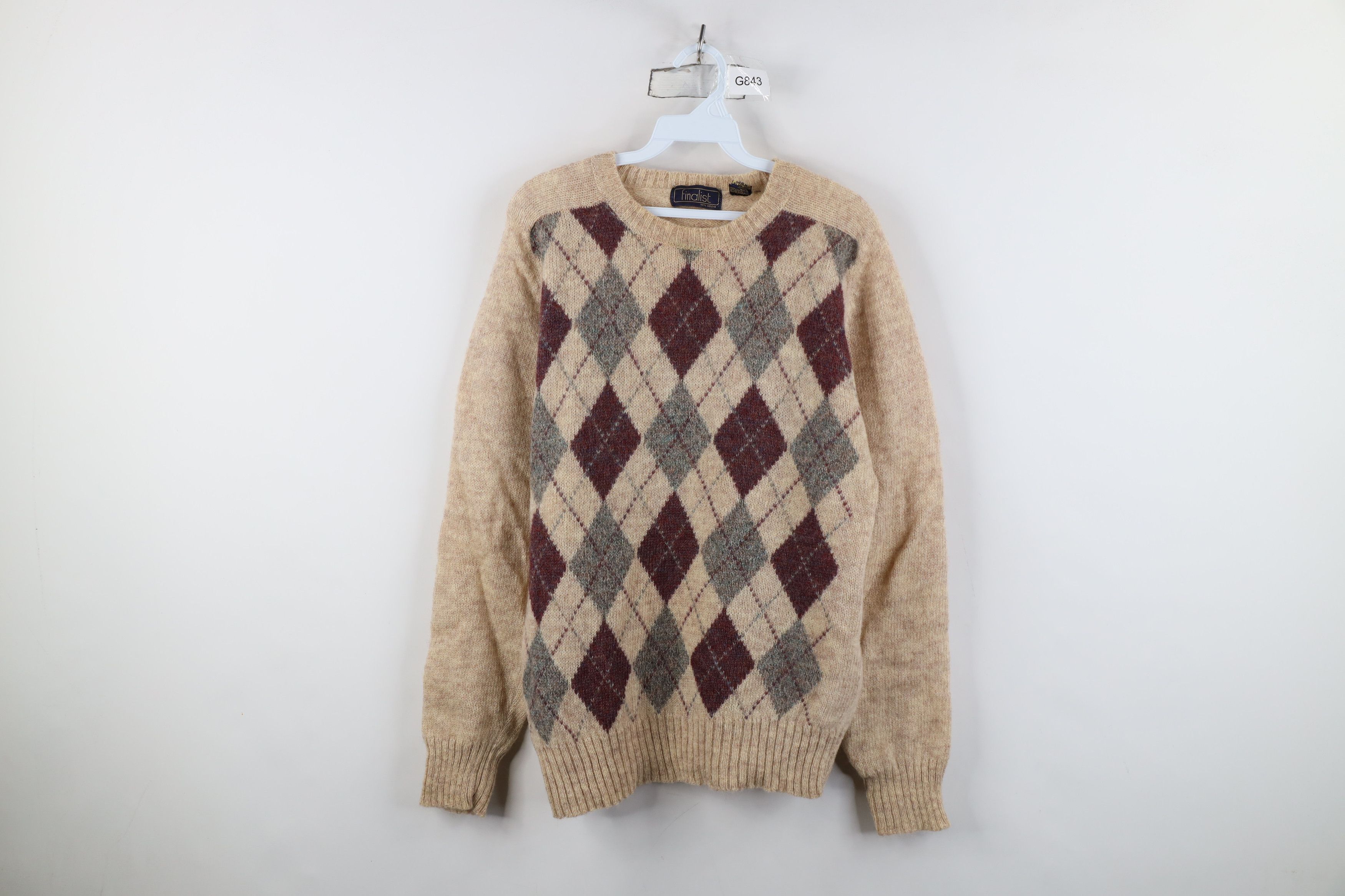 Vintage Vintage 70s 80s Streetwear Wool Argyle Diamond Knit Sweater Size US M / EU 48-50 / 2 - 1 Thumbnail