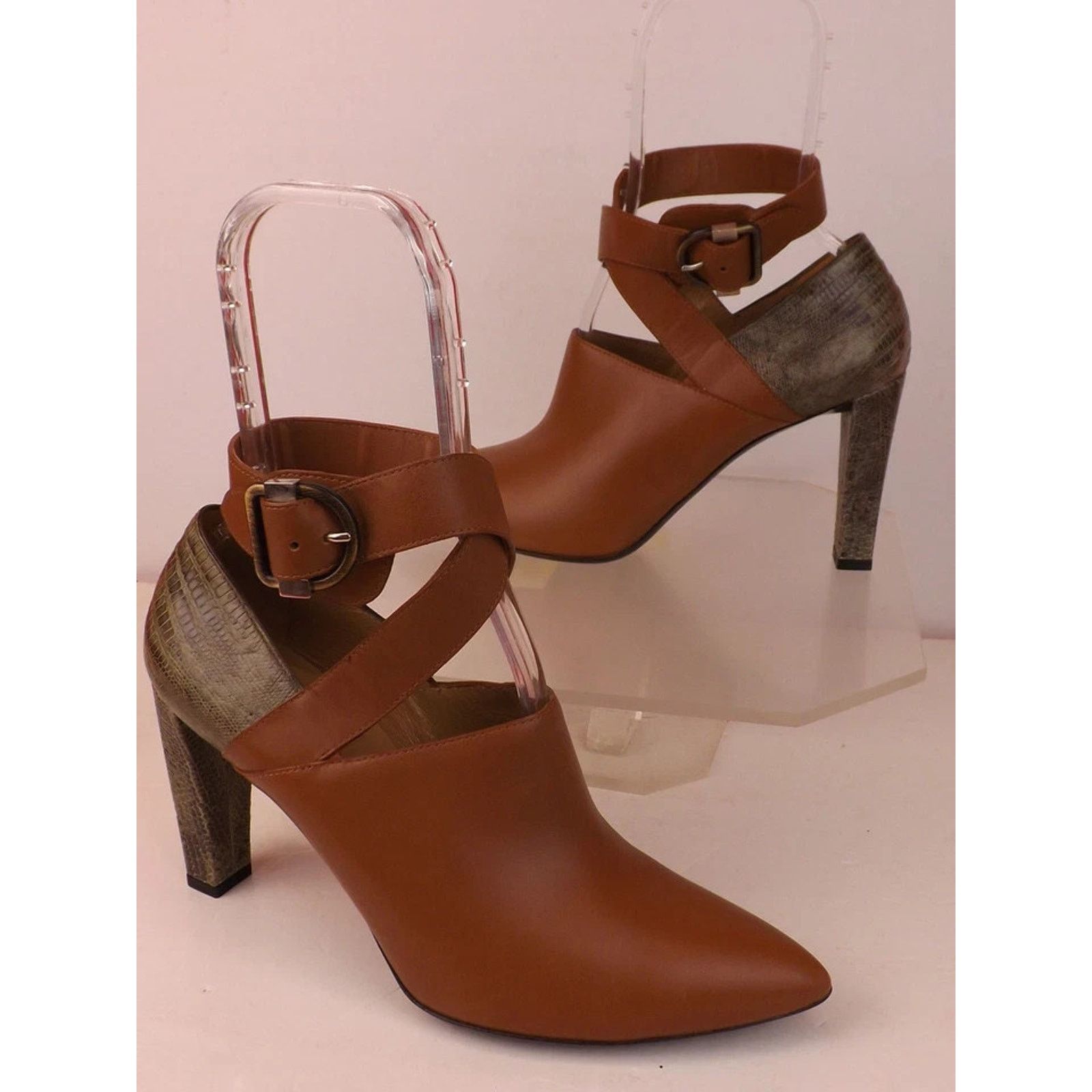 Balenciaga BALENCIAGA BROWN LEATHER LIZARD SKIN BOOTIE PUMPS 41 $1K ITA Size US 11 / IT 41 - 2 Thumbnail