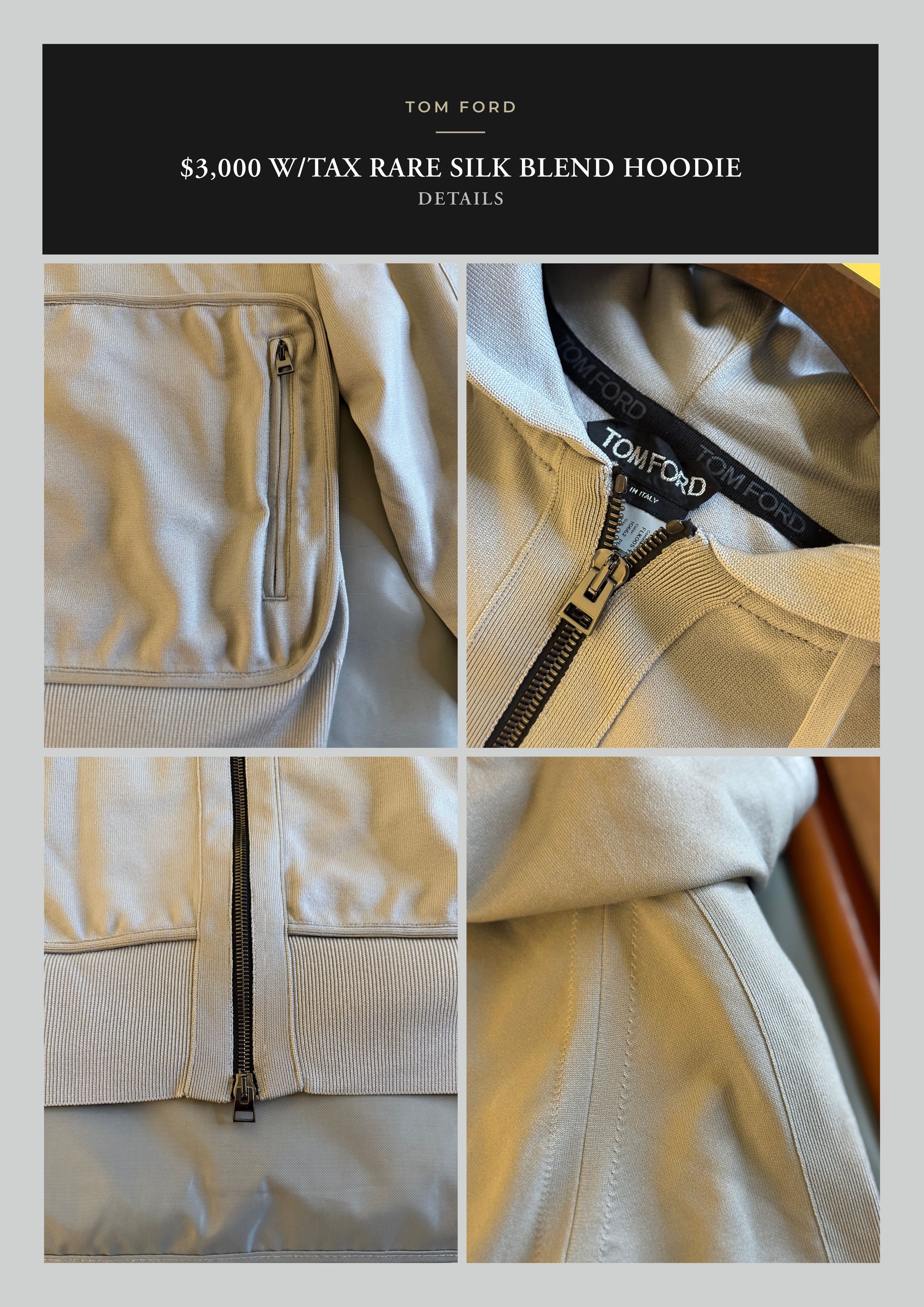 Tom Ford Fits 48-50 IT, Ultra Rare Silk Blend $3,000 Hoodie Size US XS / EU 42 / 0 - 13 Thumbnail
