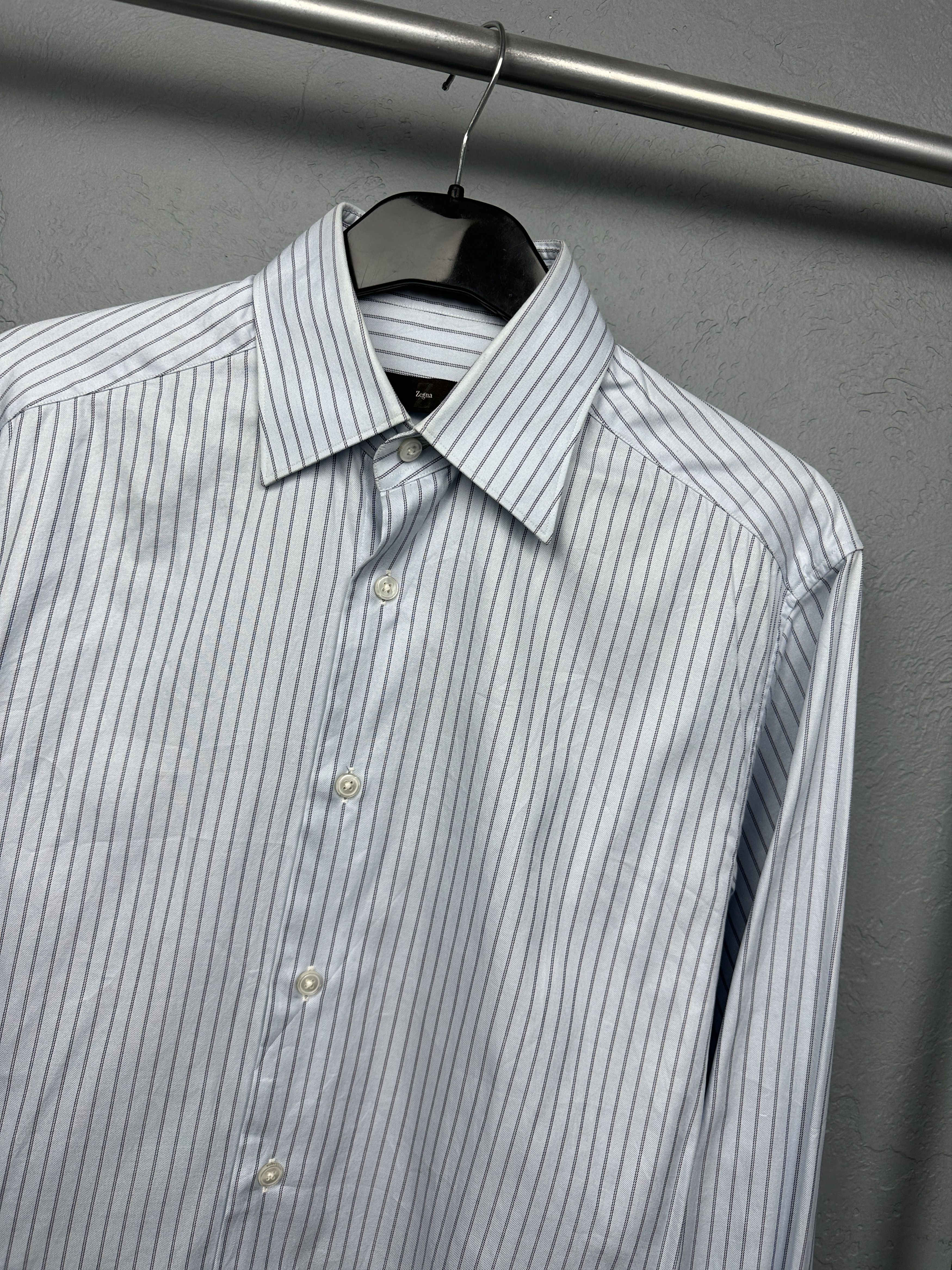 Ermenegildo Zegna × Z Zegna Ermenegildo Z Zegna Vintage Mens Long Sleeve Striped Shirt Size US M / EU 48-50 / 2 - 2 Thumbnail