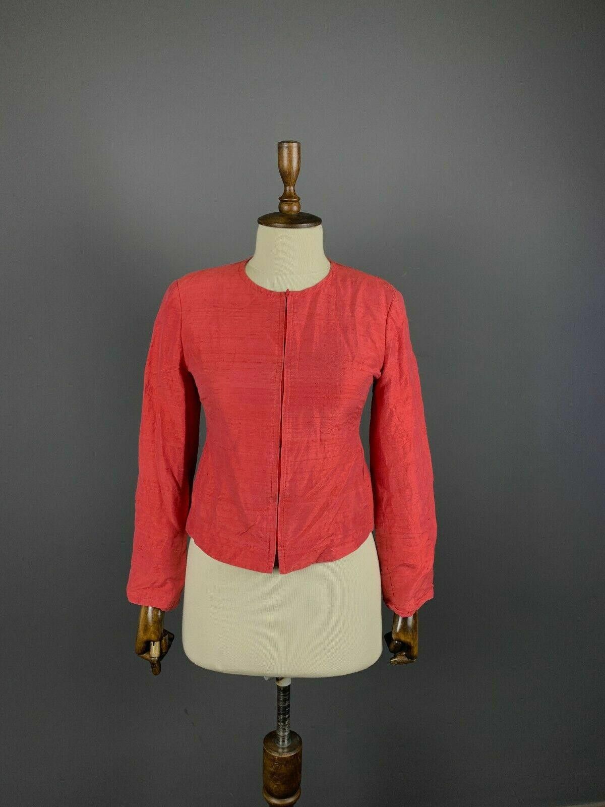 Designer Ladies MAX & CO. CLASSICS Red Silk Zip Up Jacket Size USA 4 Size S / US 4 / IT 40 - 1 Thumbnail
