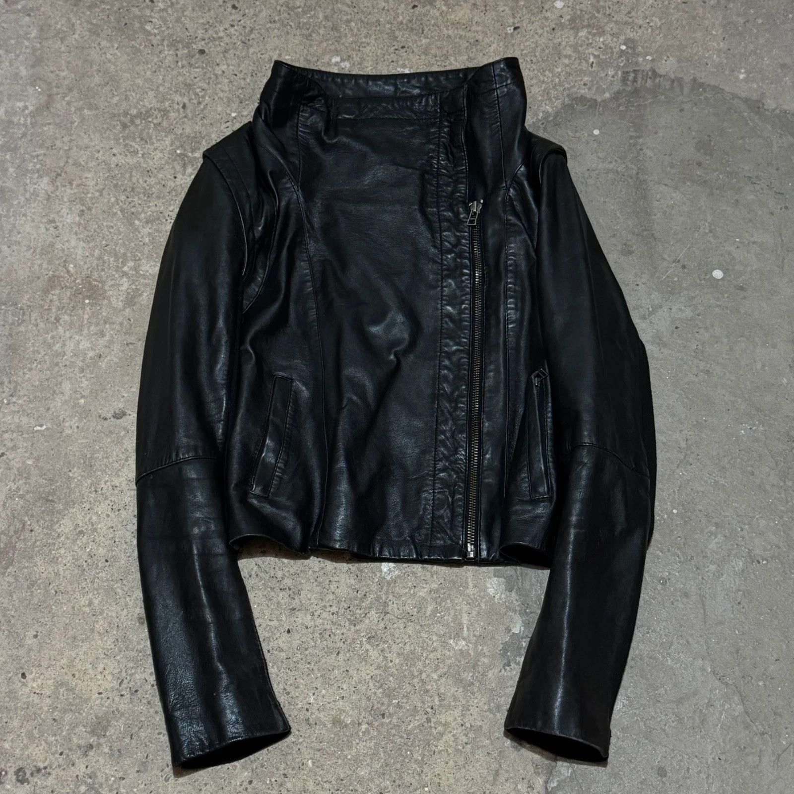 Other Asymmetrical zip avant garde leather jacket rick style Size S / US 4 / IT 40 - 1 Thumbnail