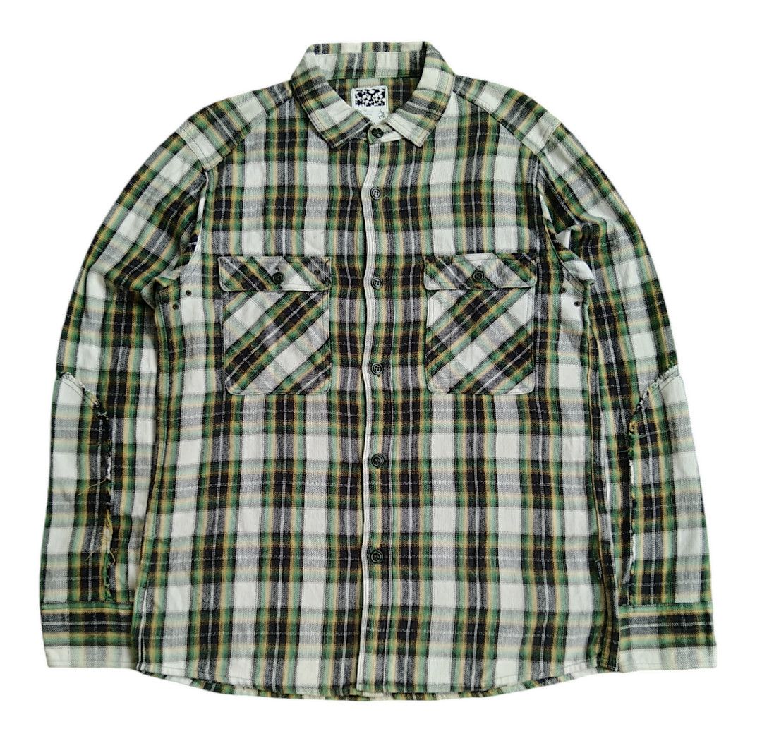 If Six Was Nine × Japanese Brand VTG BAL. INC ©2008 Distressed Plaid Flannel Shirt Size US XL / EU 56 / 4 - 1 Thumbnail