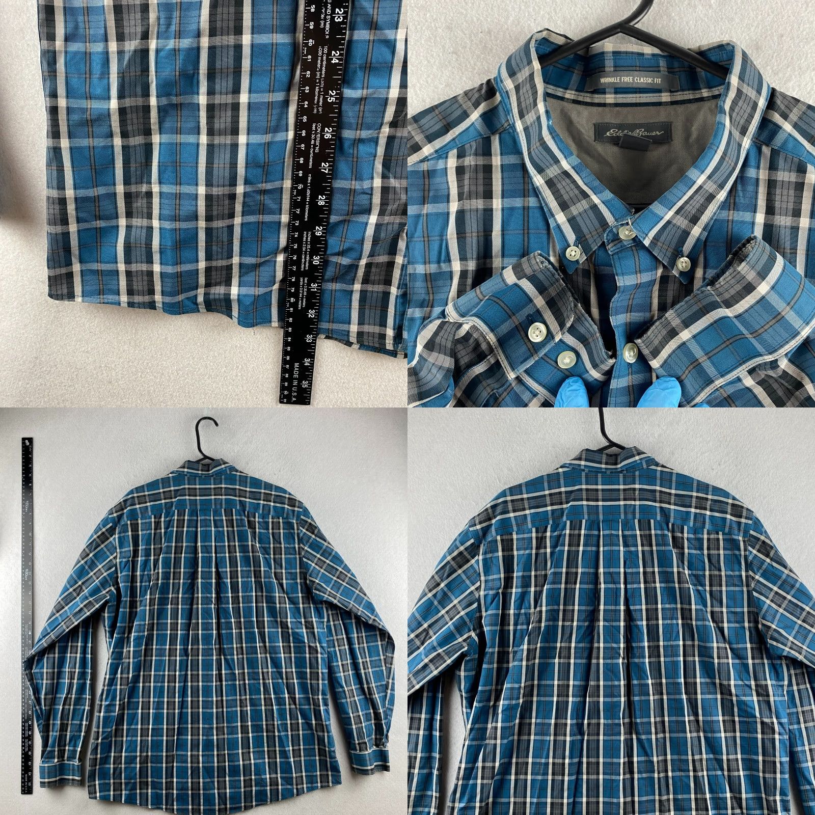 Eddie Bauer Eddie Bauer Button-Up Shirt Mens XL Tall Blue Plaid Wrinkle Free Classic Fit Size US XL / EU 56 / 4 - 9 Thumbnail