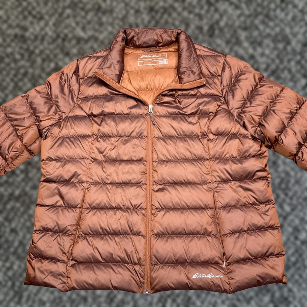 Eddie Bauer Eddie Bauer Puffer Jacket Womens 2XL Brown EB650 Nylon Softshell Down Zip Long Sleeve Coat Jacket Size XXL / US 16-18 / IT 52-54 - 1 Thumbnail
