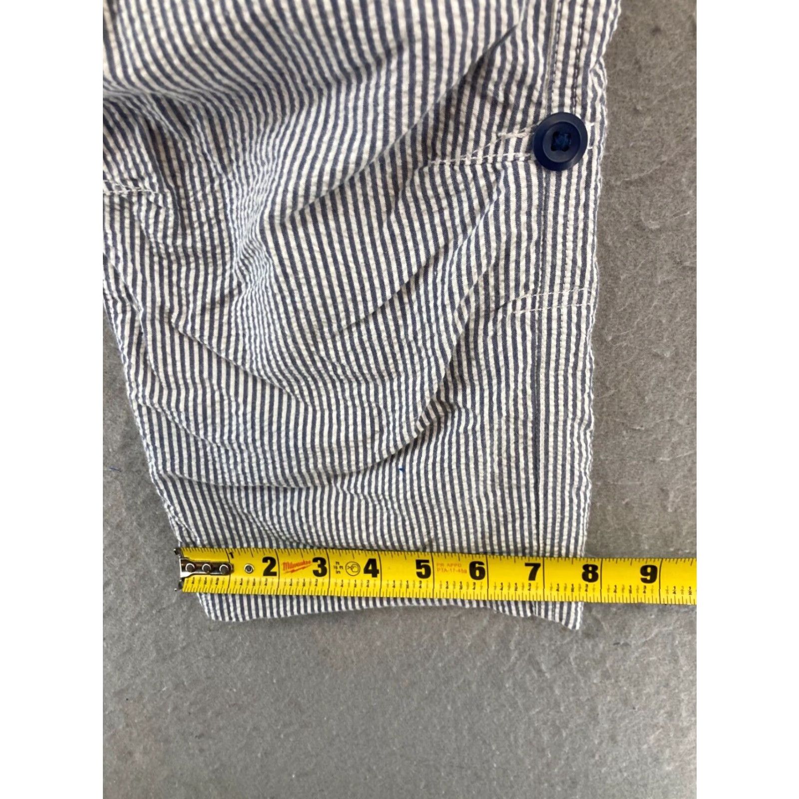 Vintage OshKosh B'gosh Women's Pants 7 Blue Striped Seersucker Convertible Ankle Wide-Leg Casual Size 28" / US 6 / IT 42 - 6 Thumbnail