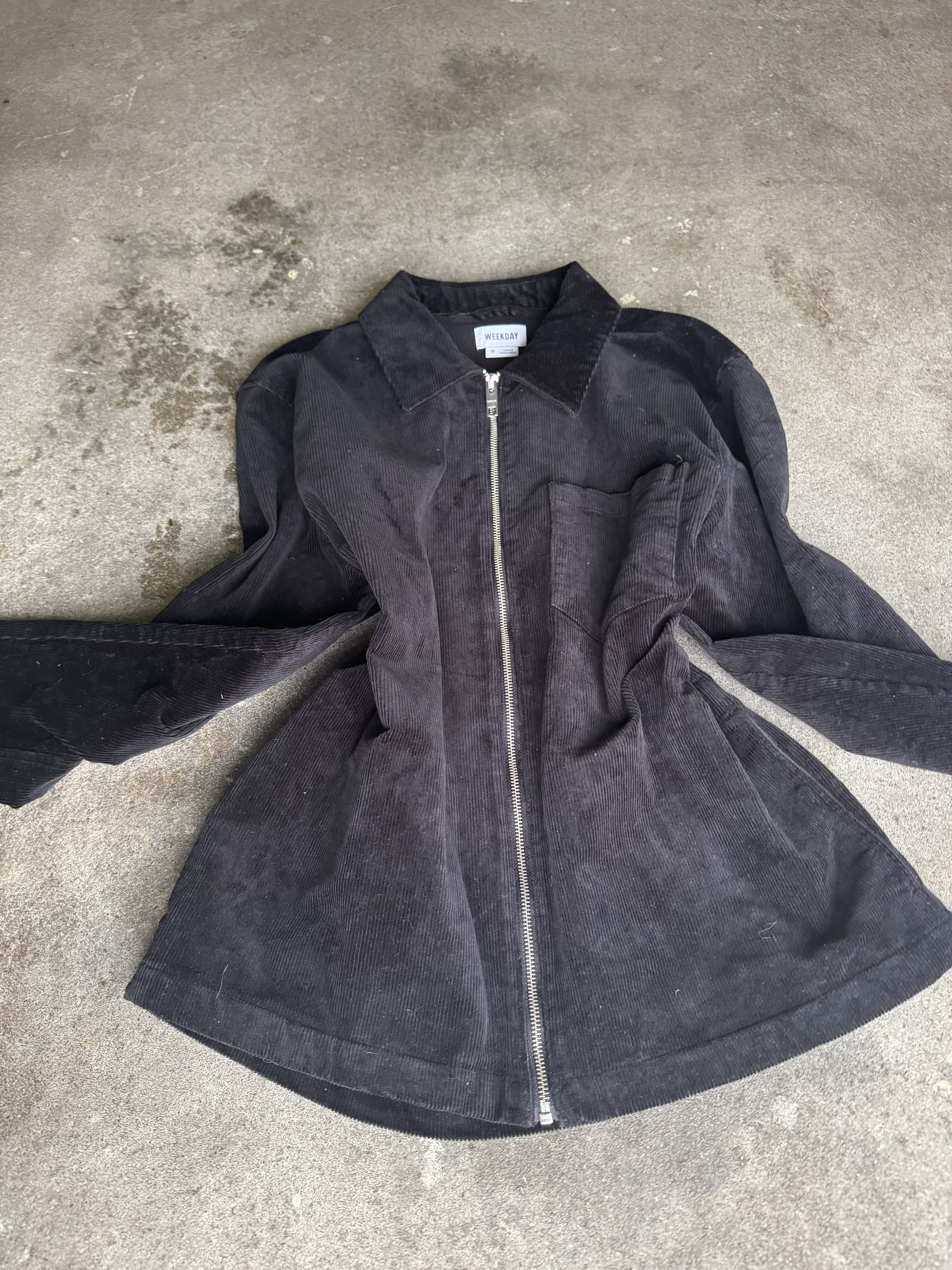 Weekday Weekday Black Corduroy Zip Jacket Size US M / EU 48-50 / 2 - 2 Thumbnail