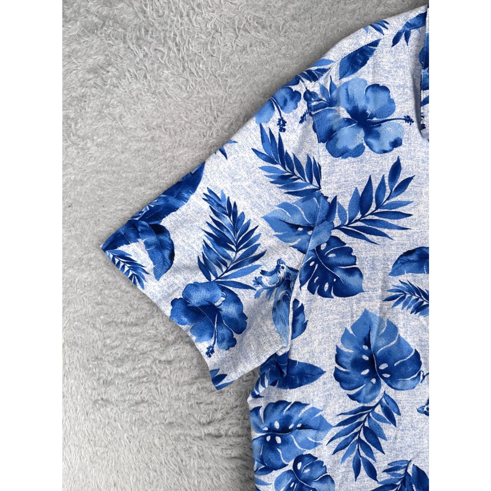 George George Shirt Men Extra Large Blue Floral Palm Leaf Hawaiian Pocket 100% Rayon Size US XL / EU 56 / 4 - 3 Thumbnail