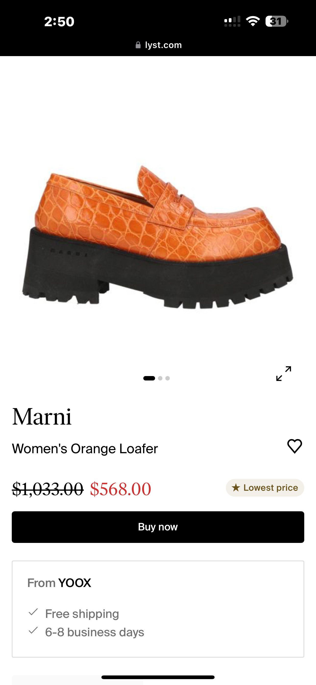 Marni Chunky orange croc loafers 35 US 5 worn once Size US 5 / IT 35 - 5 Thumbnail
