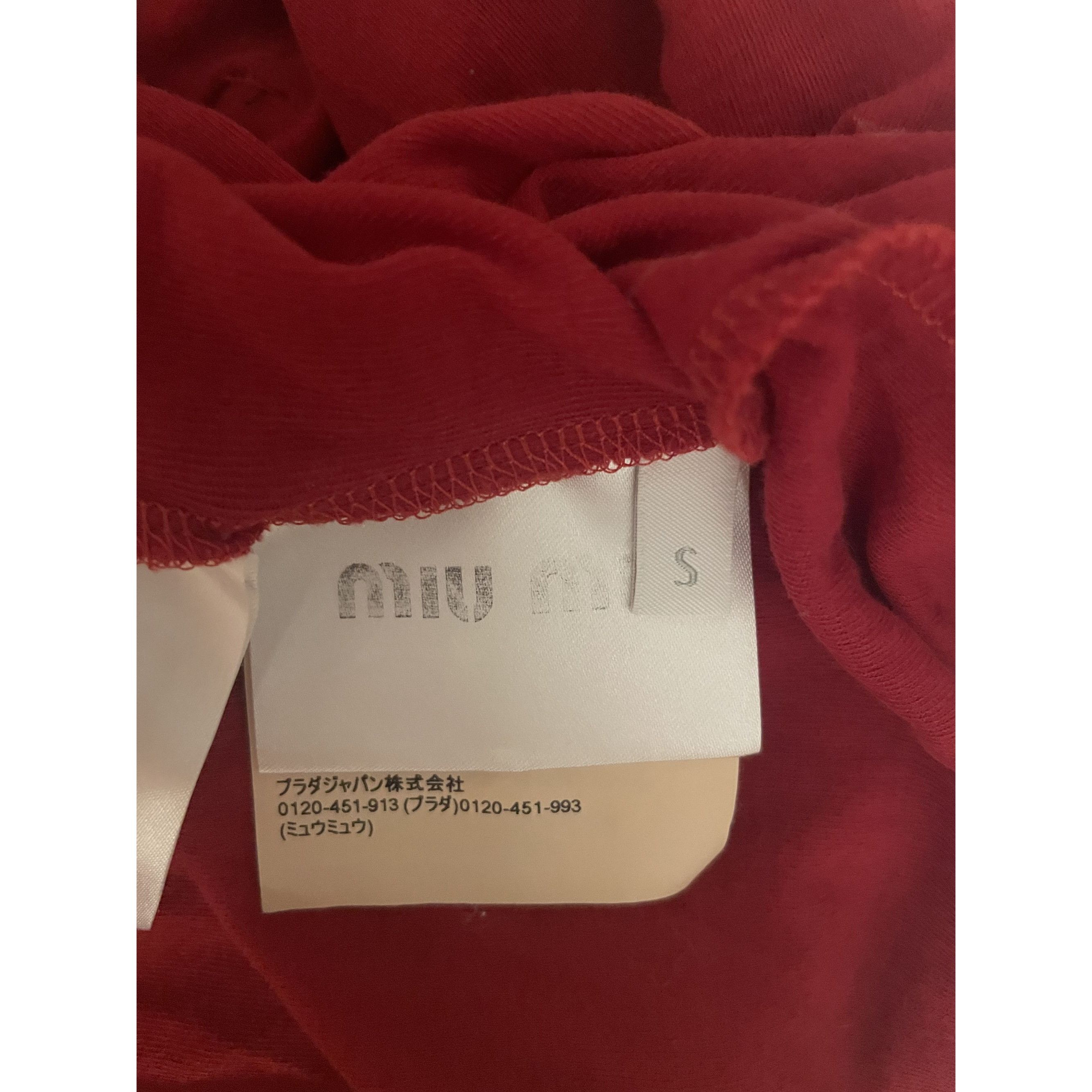 Miu Miu Miu Miu Womens Red Long-Sleeve Crewneck T-Shirt With Logo Pa Size S / US 4 / IT 40 - 8 Thumbnail