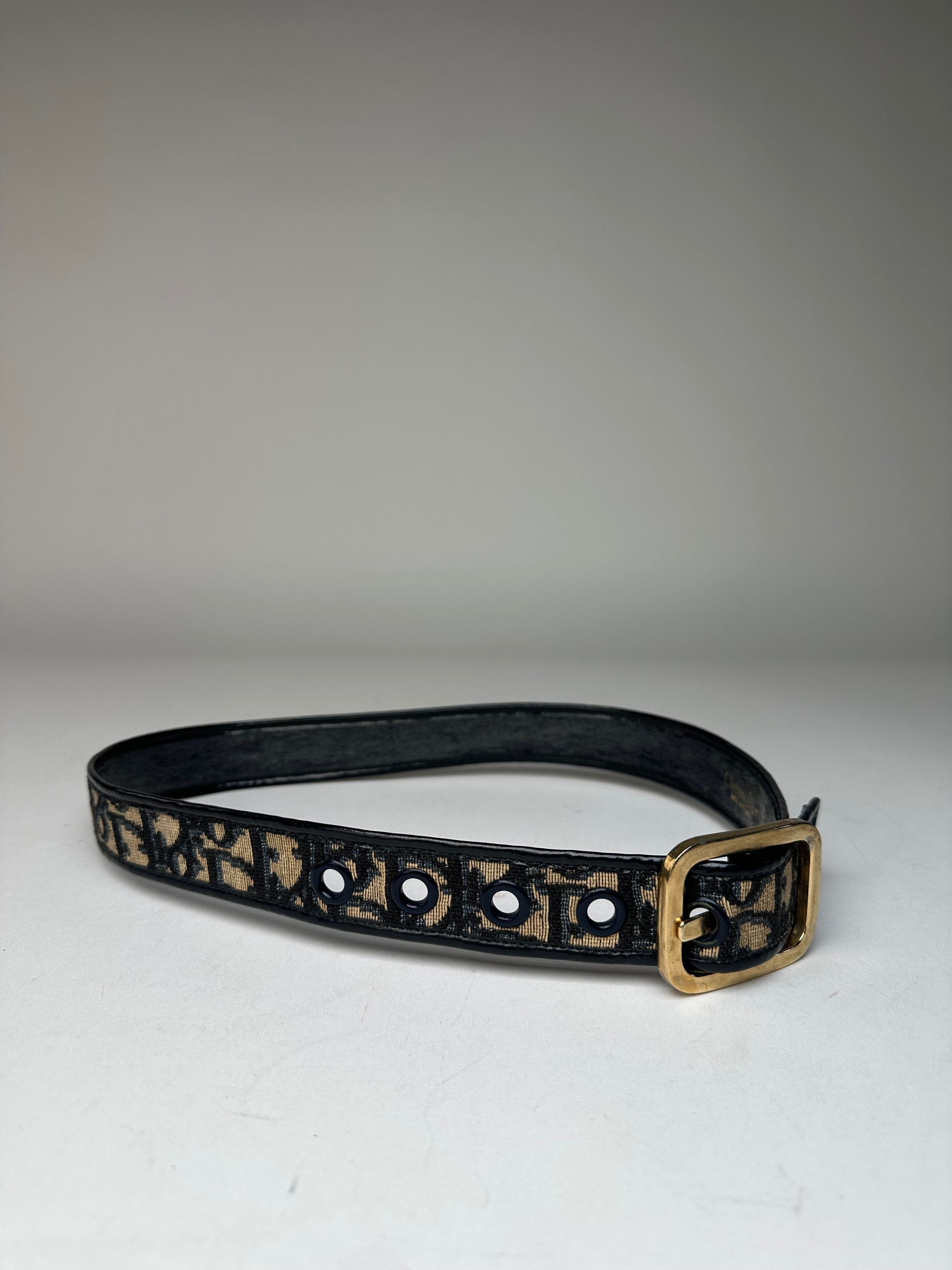 Dior Vintage Oblique Monogram Belt Navy Beige Size ONE SIZE - 1 Thumbnail