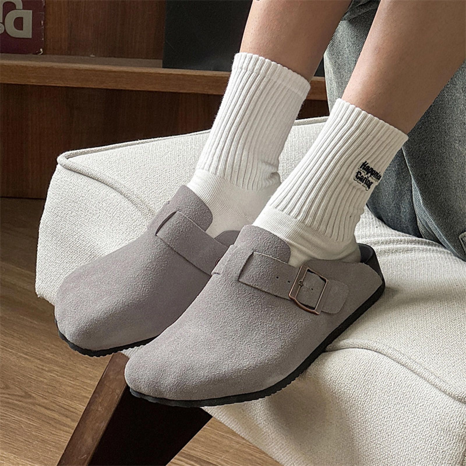 Other Stylish Gray Suede Clogs with Buckle Size US 9 / EU 42 - 2 Thumbnail