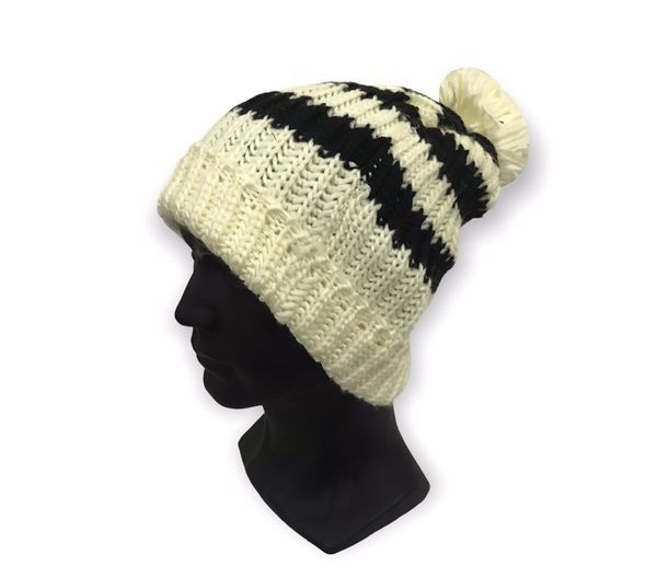 image of Stripe Jail Knit Beanie Hat, Men's
