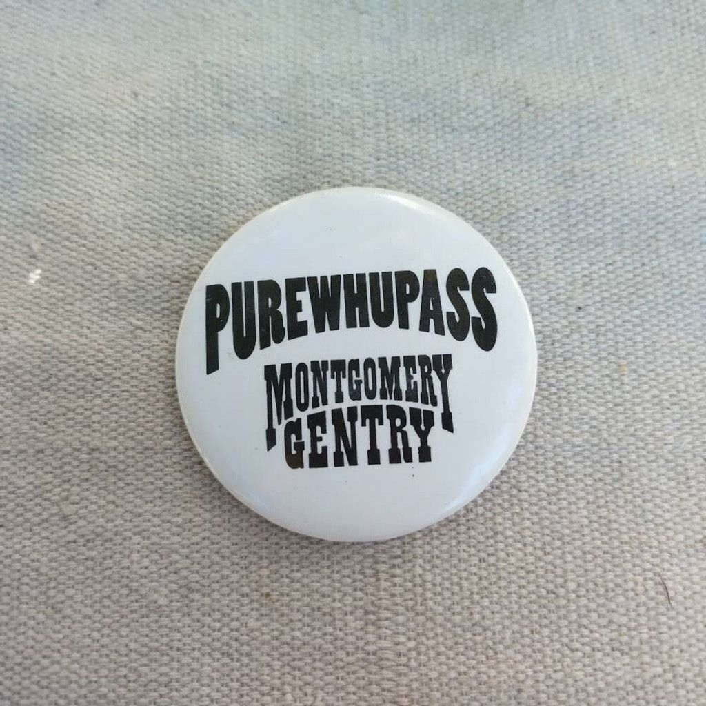 Vintage 1990s Purewhupass Montgomery Gentry musician lapel pin 693 Size 26 - 1 Thumbnail