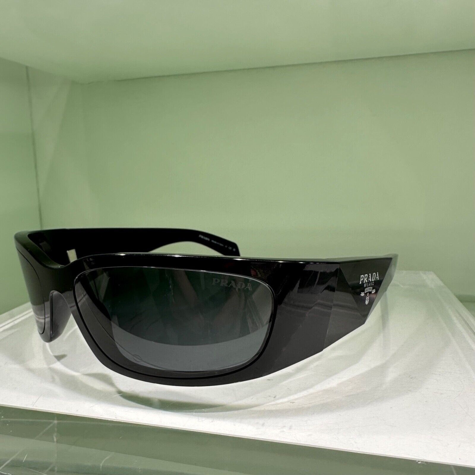 Prada Prada Sunglasses Black Symbole Logo Mask Acetate Authentic Size ONE SIZE - 7 Thumbnail