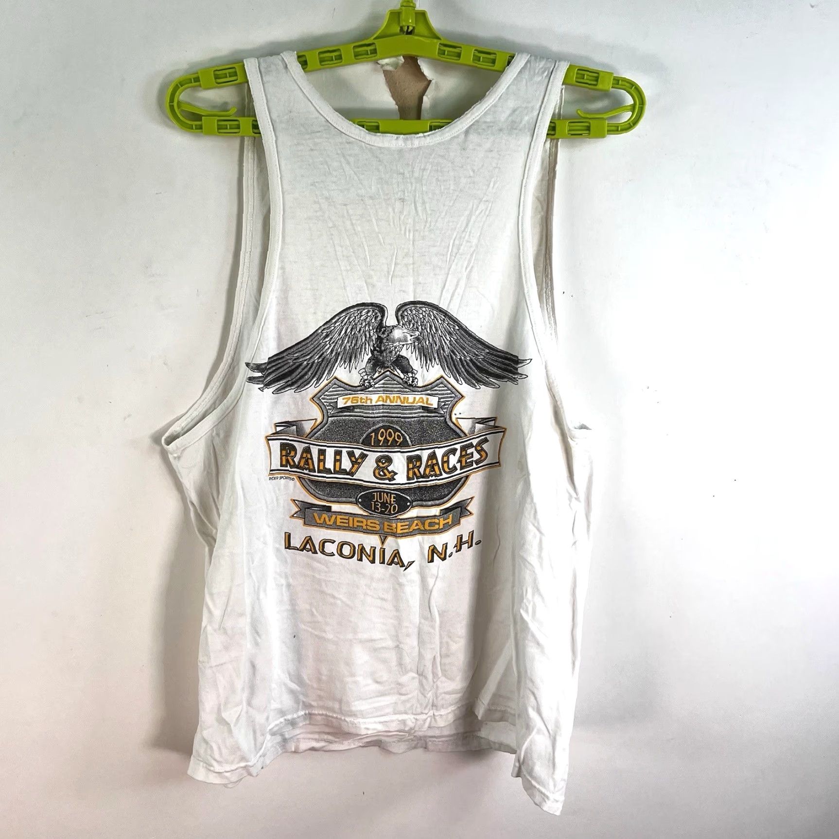 Vintage VINTAGE 5 Seconds of Summer Motorcycle Tank Top Mens Size M White 1999 Graphic Print Races Laconia NH Size US M / EU 48-50 / 2 - 4 Thumbnail