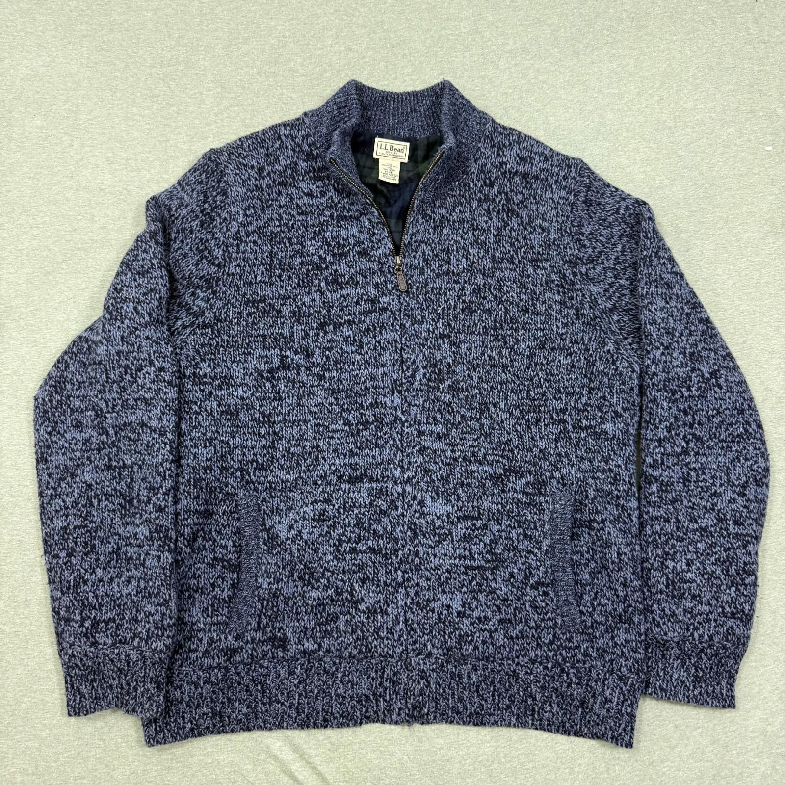 L.L. Bean LL Bean Sweater Jacket Mens XL Plaid Lined Lambs Wool Zip Size US XL / EU 56 / 4 - 1 Thumbnail