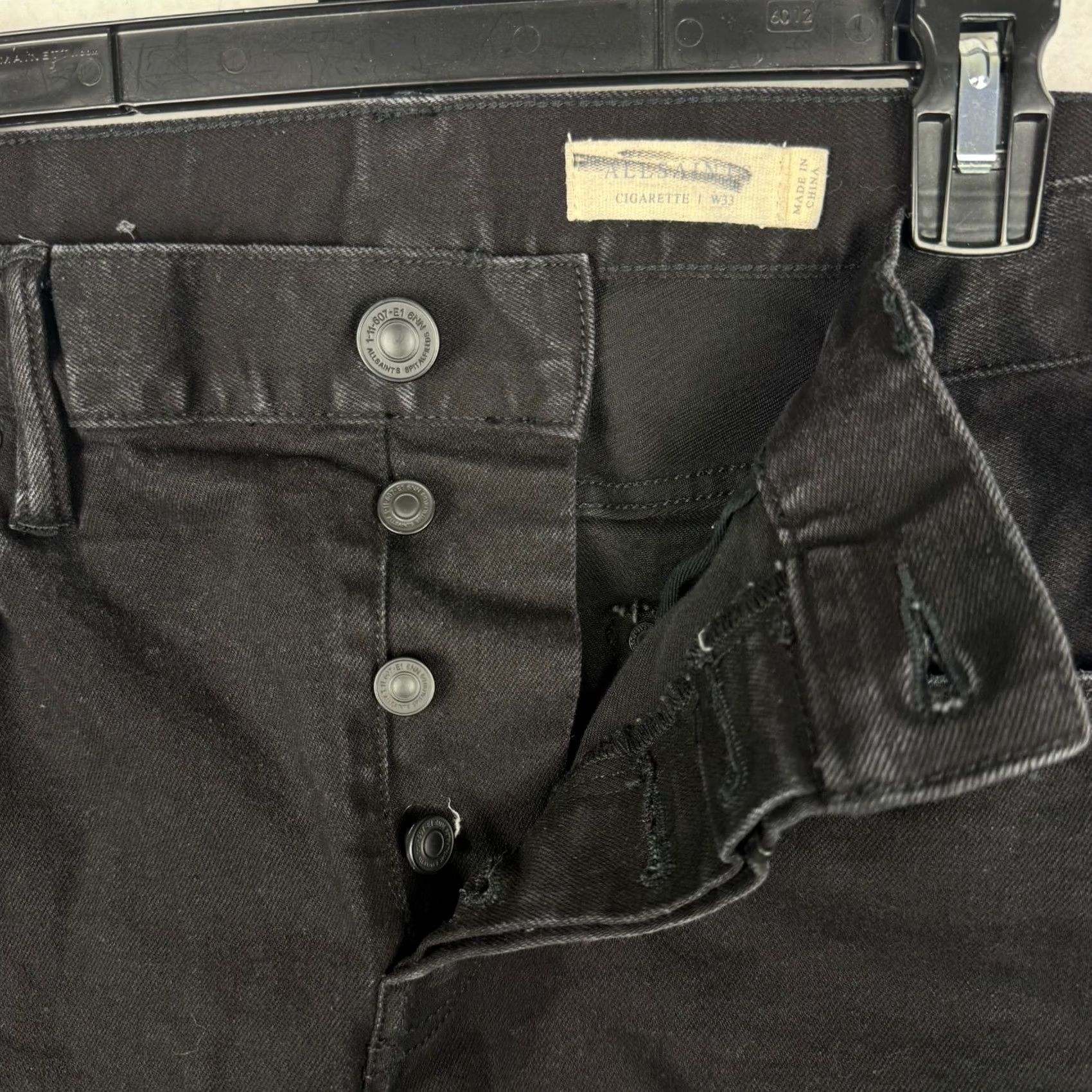 Allsaints ALLSAINTS Jeans Skinny Distressed Black Denim 33 Waist 30 Inseam Slim Cotton Mens Jeans 5-Pocket Stretch Vintage No Size US 33 - 4 Thumbnail