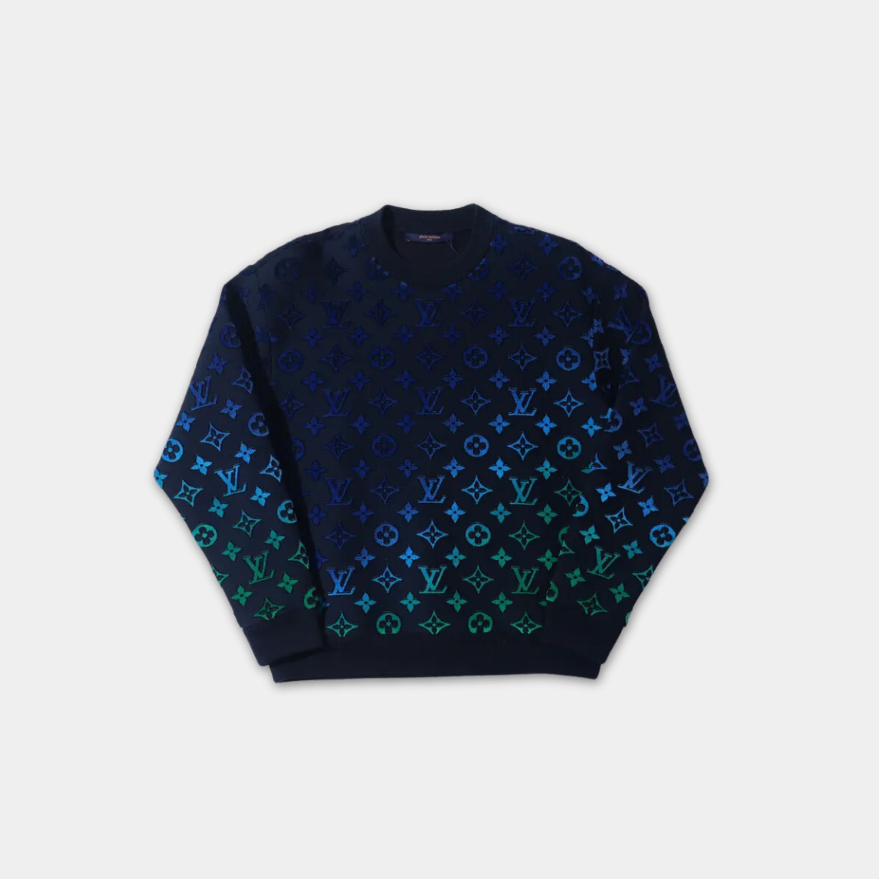 image of Louis Vuitton Gradient Monogram Fil Coupe Sweatshirt in Navy, Men's (Size Small)