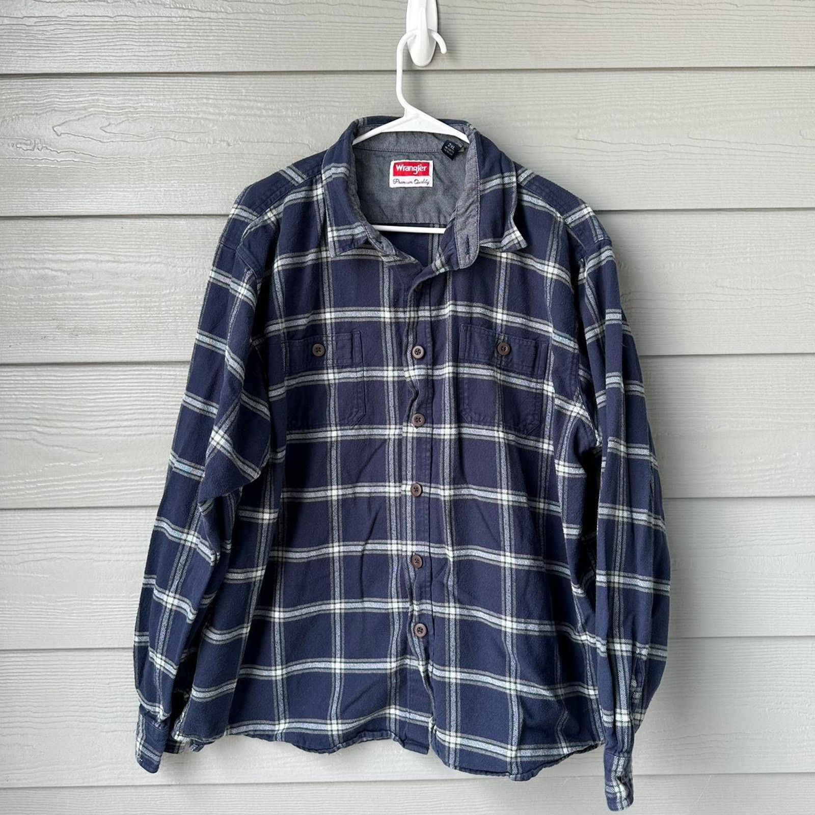 Wrangler Navy blue wrangler flannel shirt Size US XXL / EU 58 / 5 - 1 Thumbnail