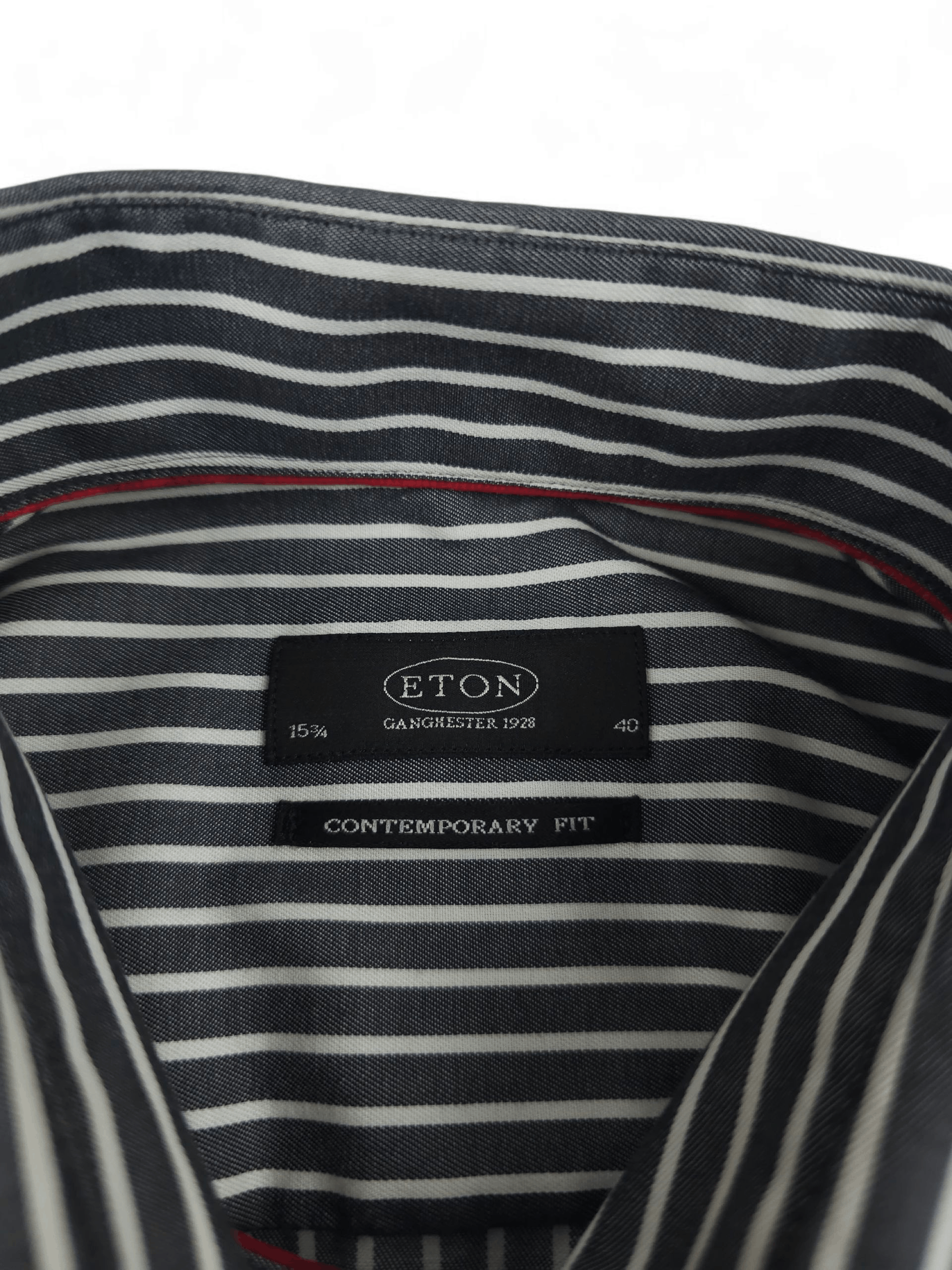 Eton 💎 Eton Contemporary Fit Striped Gray Button Up Shirt Size US M / EU 48-50 / 2 - 4 Thumbnail