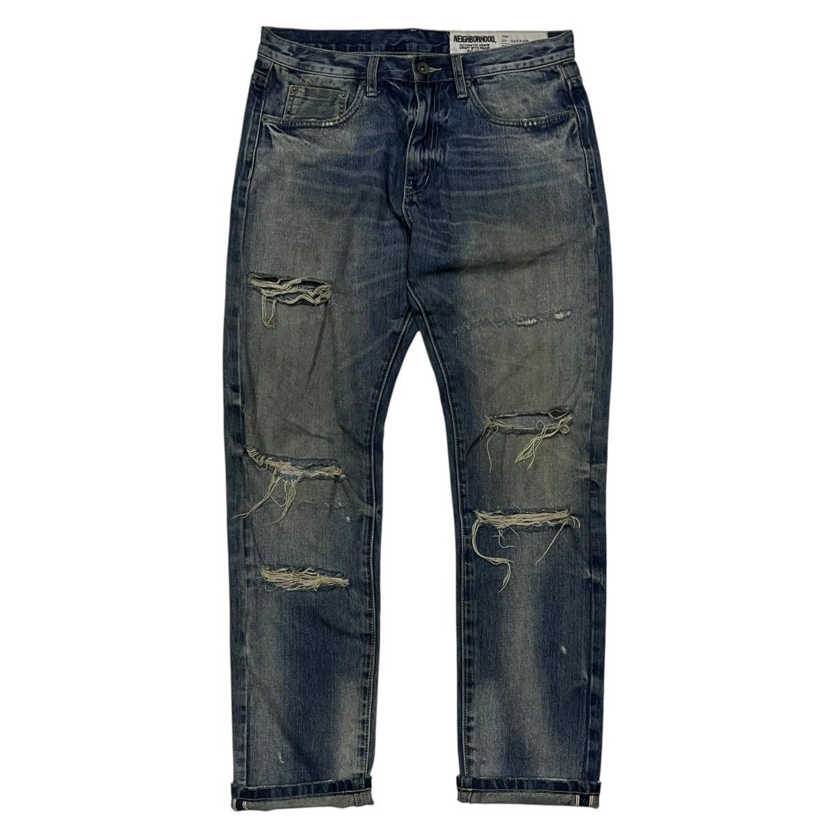 Neighborhood Neighborhood DP-Narrow Distressed Selvedge Denim Pants Size US 32 / EU 48 - 1 Thumbnail