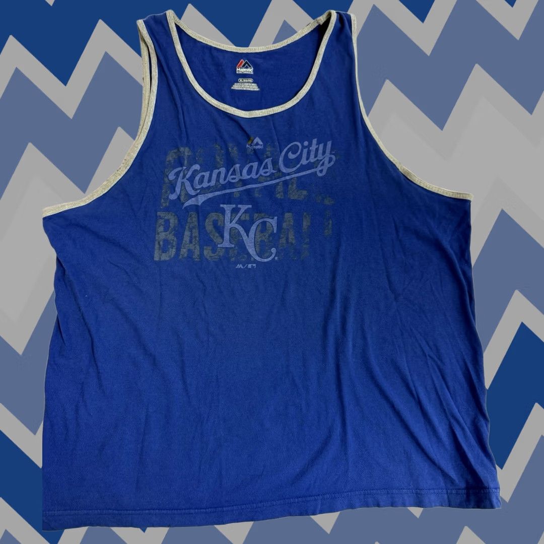 MLB Majestic Kansas City Royals Baseball MLB Blue Tank Top Mens XL EUC Shirt Size US XL / EU 56 / 4 - 1 Thumbnail