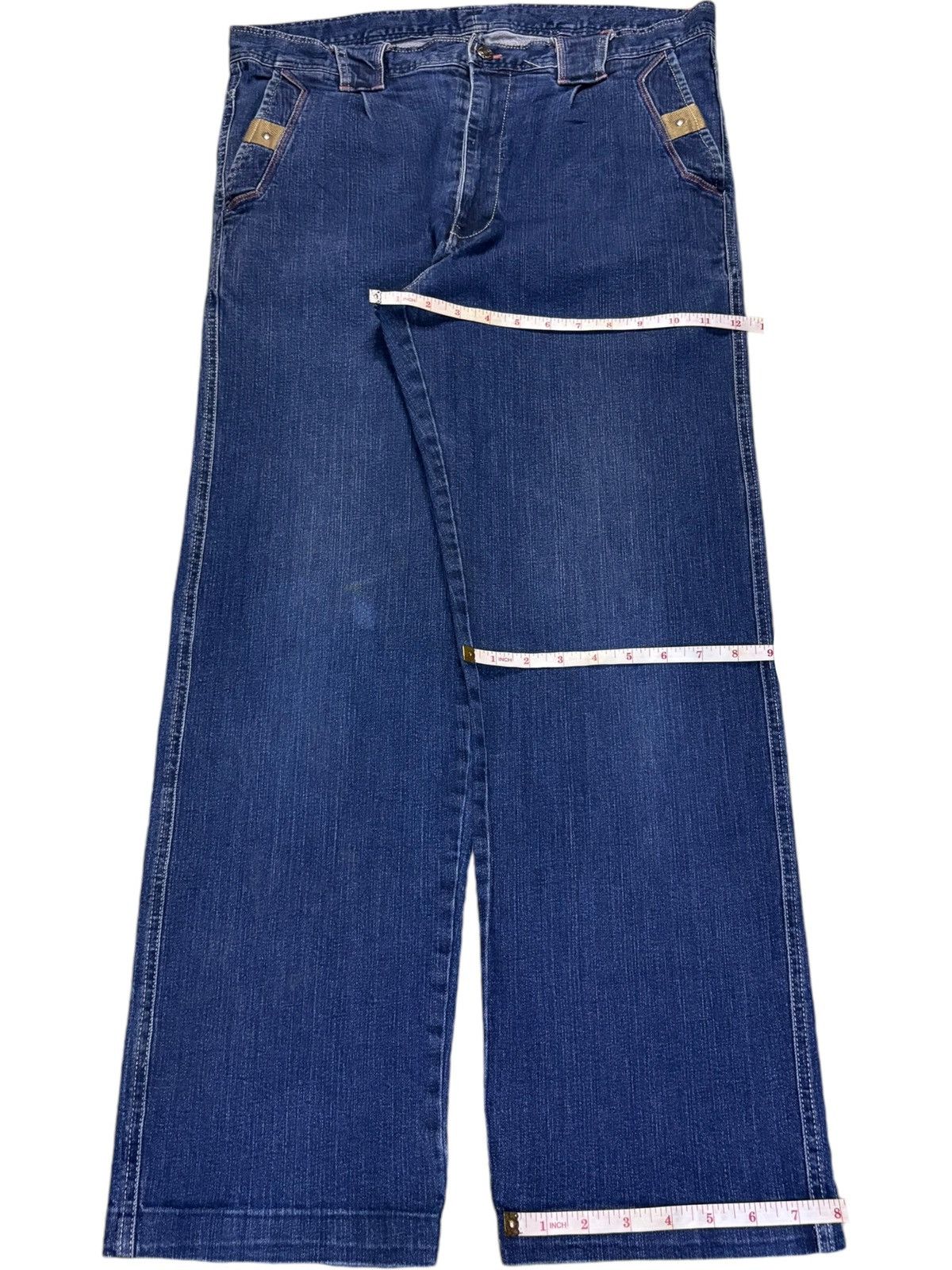 Japanese Brand Vintage Japanese Brand Blue Wash Embroidered Loose Jeans Size US 35 - 14 Thumbnail