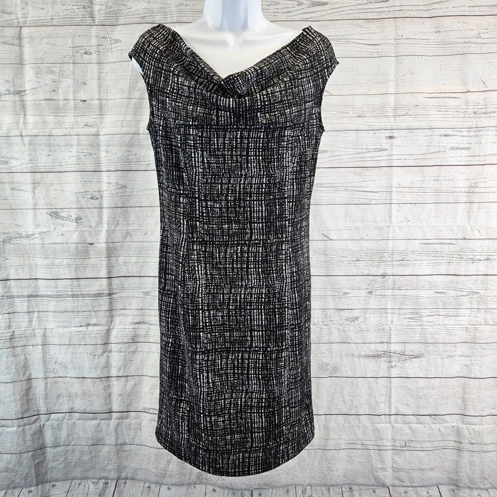 Ann Taylor Ann Taylor Womens Dress Sleeveless Black Draped Neck Size 2 Sheath Short Polyester Blend Womens B. Size XS / US 0-2 / IT 36-38 - 2 Thumbnail