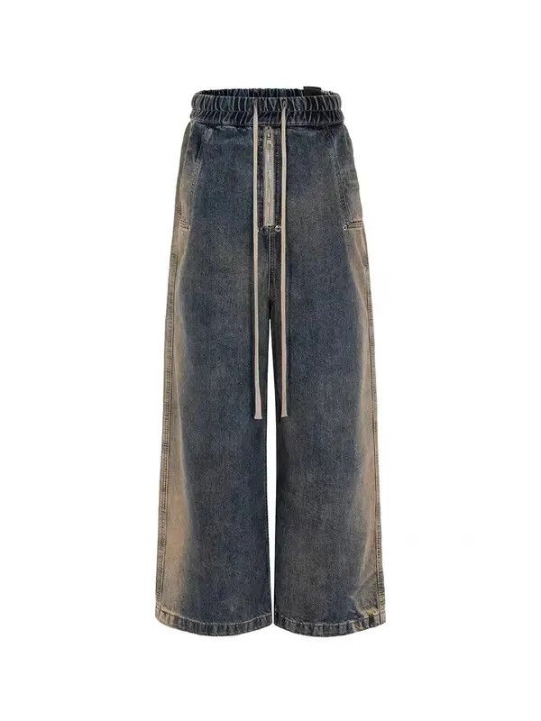 Japanese Brand Retro wash gradient drawstring work wide leg jeans Size US 32 / EU 48 - 5 Thumbnail