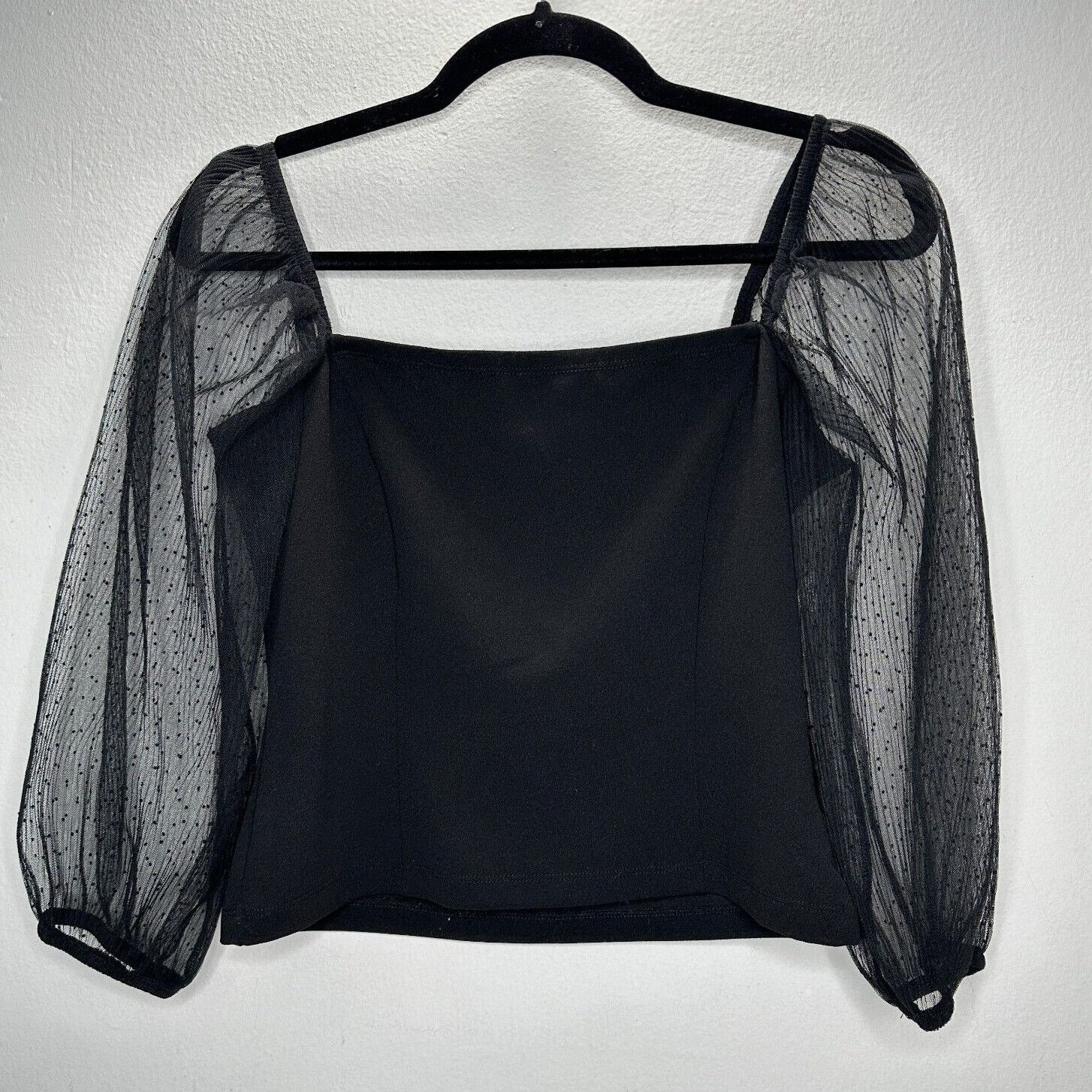 Other Socialite Black Square Neck Polka Dot Balloon Sleeve Top Size M / US 6-8 / IT 42-44 - 12 Thumbnail
