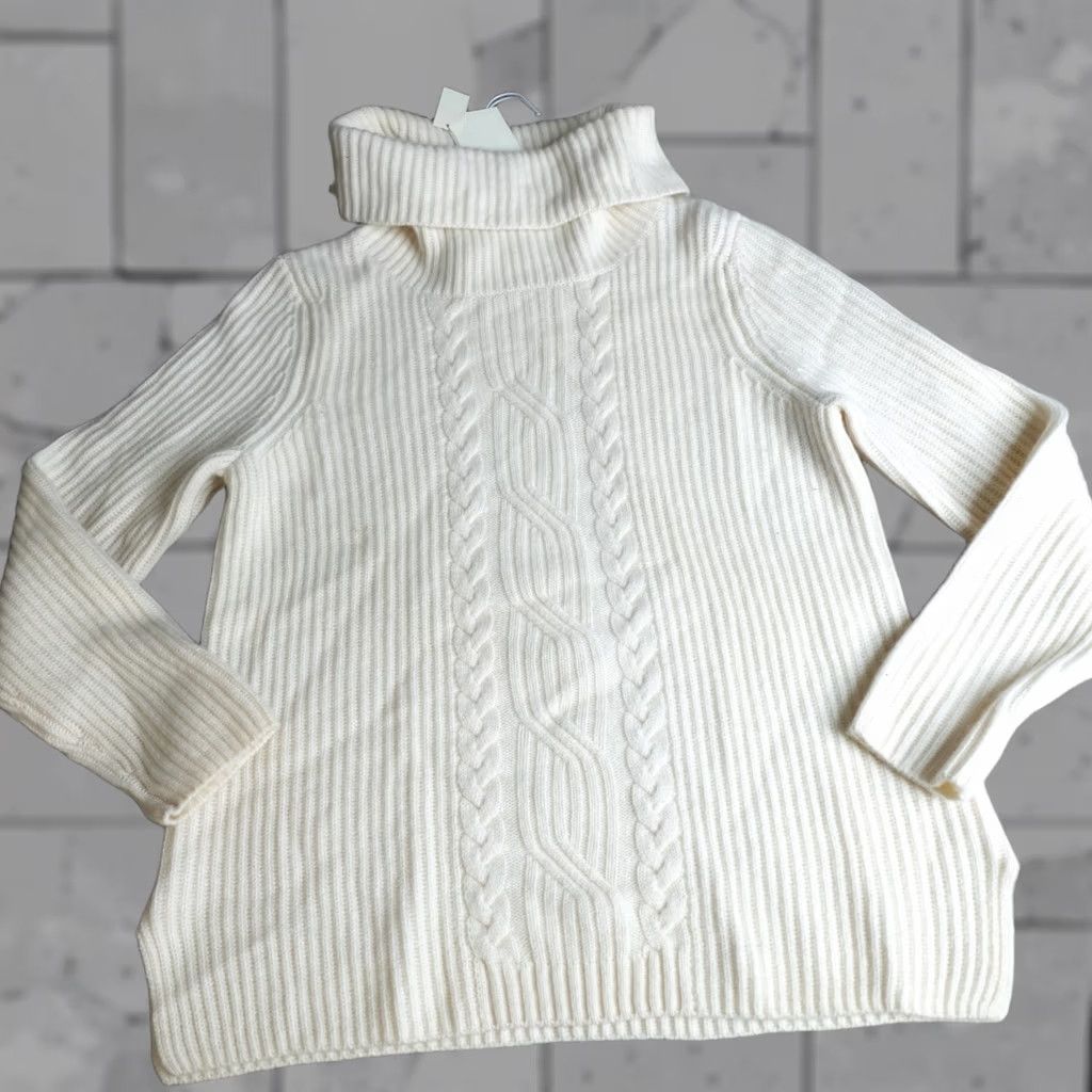 Talbots Talbots Sweater Large Beige Cable-Knit Cashmere Cowl Neck NEW READ Pullover Womens L Beige Cashmere Knit Pullover M L-NEW Read Size L / US 10 / IT 46 - 1 Thumbnail