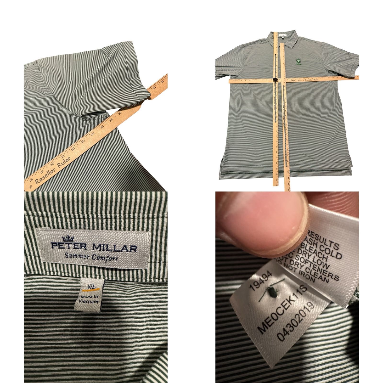Peter Millar VINTAGE Peter Millar Tulane University Green Wave Polo Shirt XL Summer Comfort Stripe Mens XL Green Polo University Shirt Size US XL / EU 56 / 4 - 8 Thumbnail
