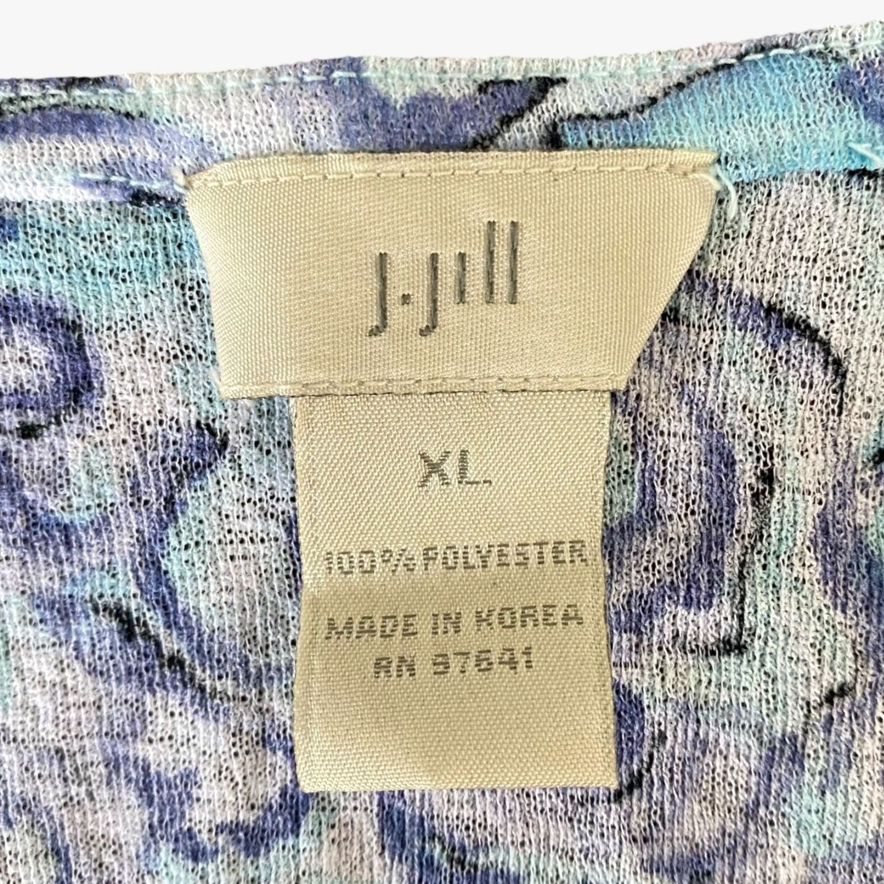 J. Jill J.Jill Blouse Women's XL V-Neck Ruffled Blue Watercolor Abstract Print Shirt Size XL / US 12-14 / IT 48-50 - 7 Thumbnail