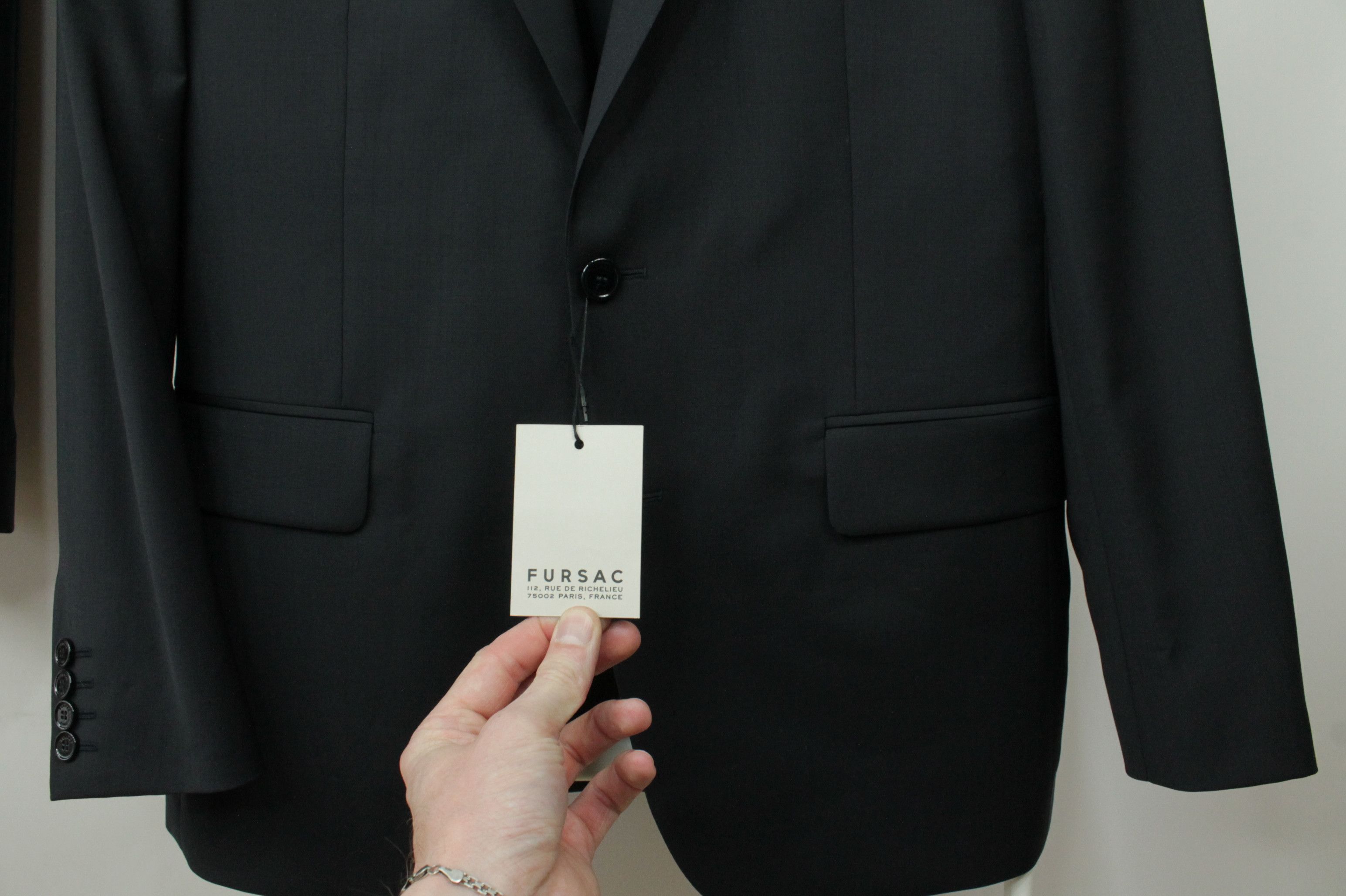 De Fursac Fursac Paris Navy Wool Slim Fit Formal Suit Men's Size 38R - 3 Thumbnail
