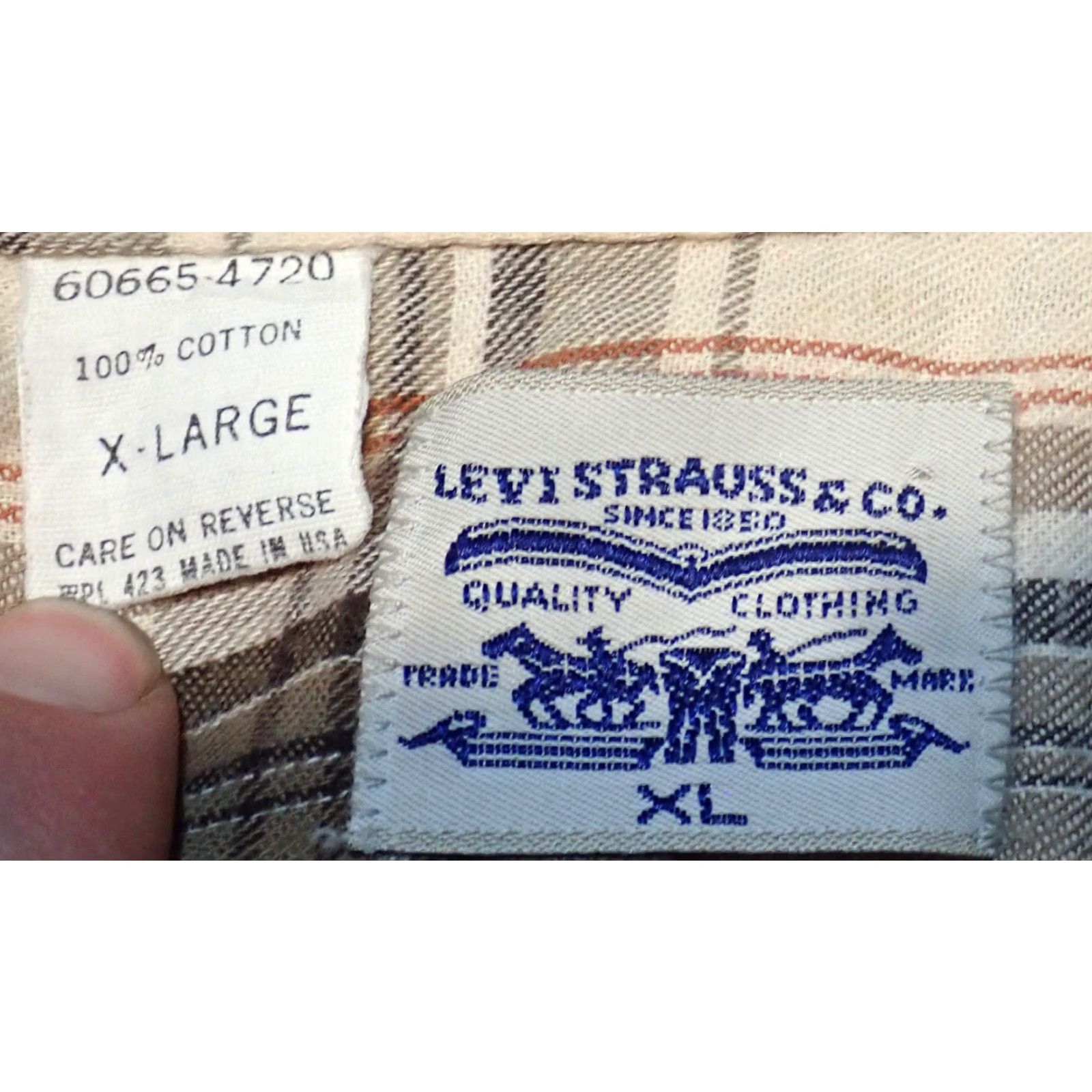 Levi's VINTAGE Levi's Work Shirt Western Flannel Cotton Adult XL Brown Plaid 80s Fall Winter Mens Size US XL / EU 56 / 4 - 4 Thumbnail