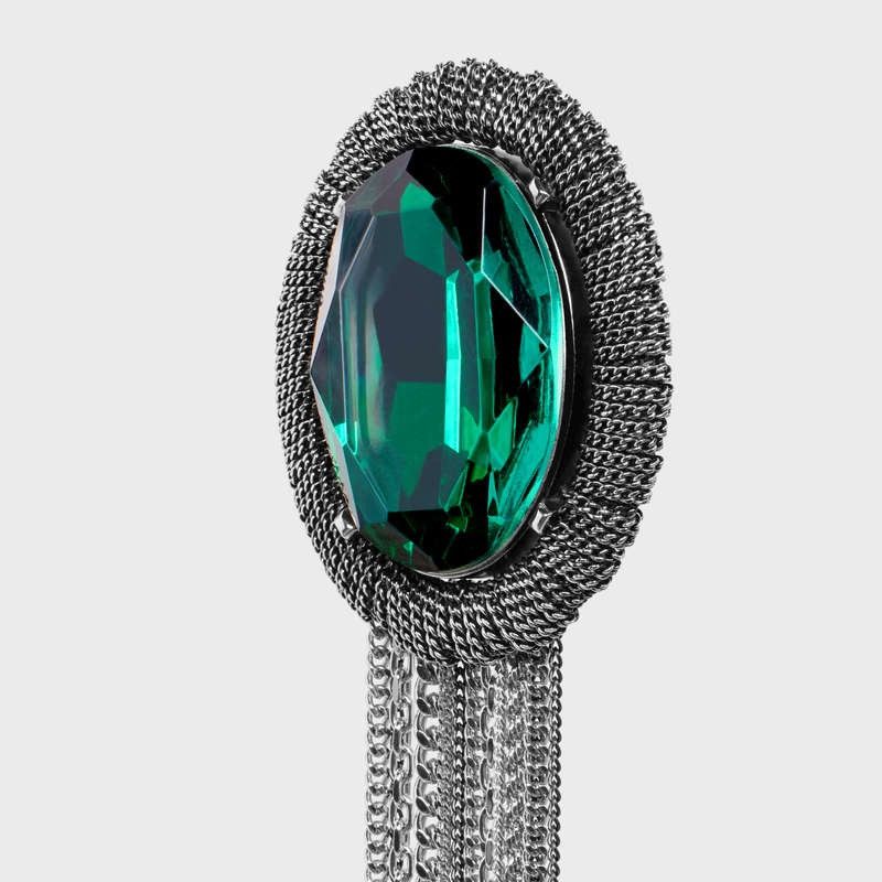 Celine o1bcso1str1124 Size: OS / Brass Rhodium Oval Brooch Size ONE SIZE - 4 Thumbnail