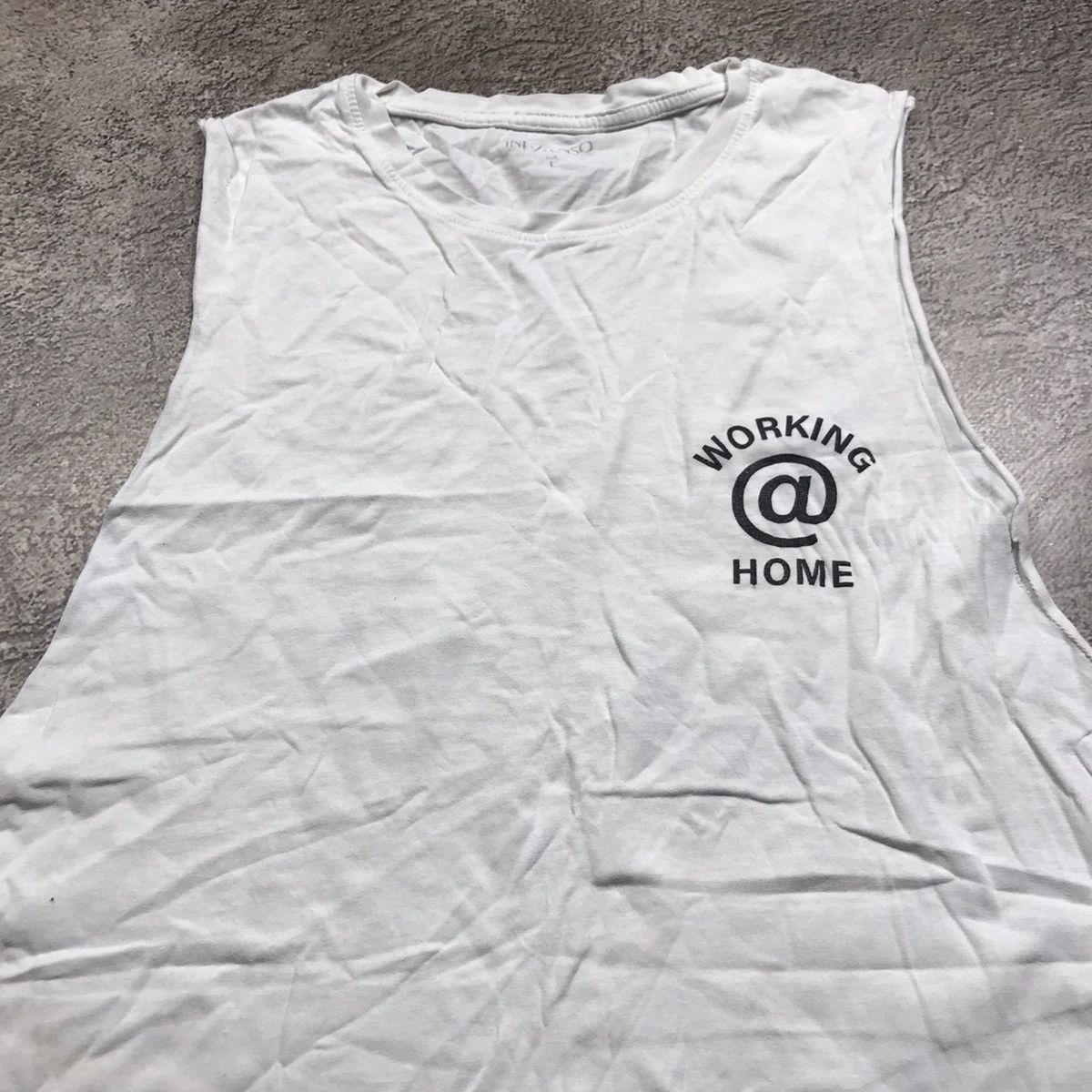 Vintage Vintage 90s Graphic Tee Working At Home Funny Print Baggy L Size US L / EU 52-54 / 3 - 5 Thumbnail