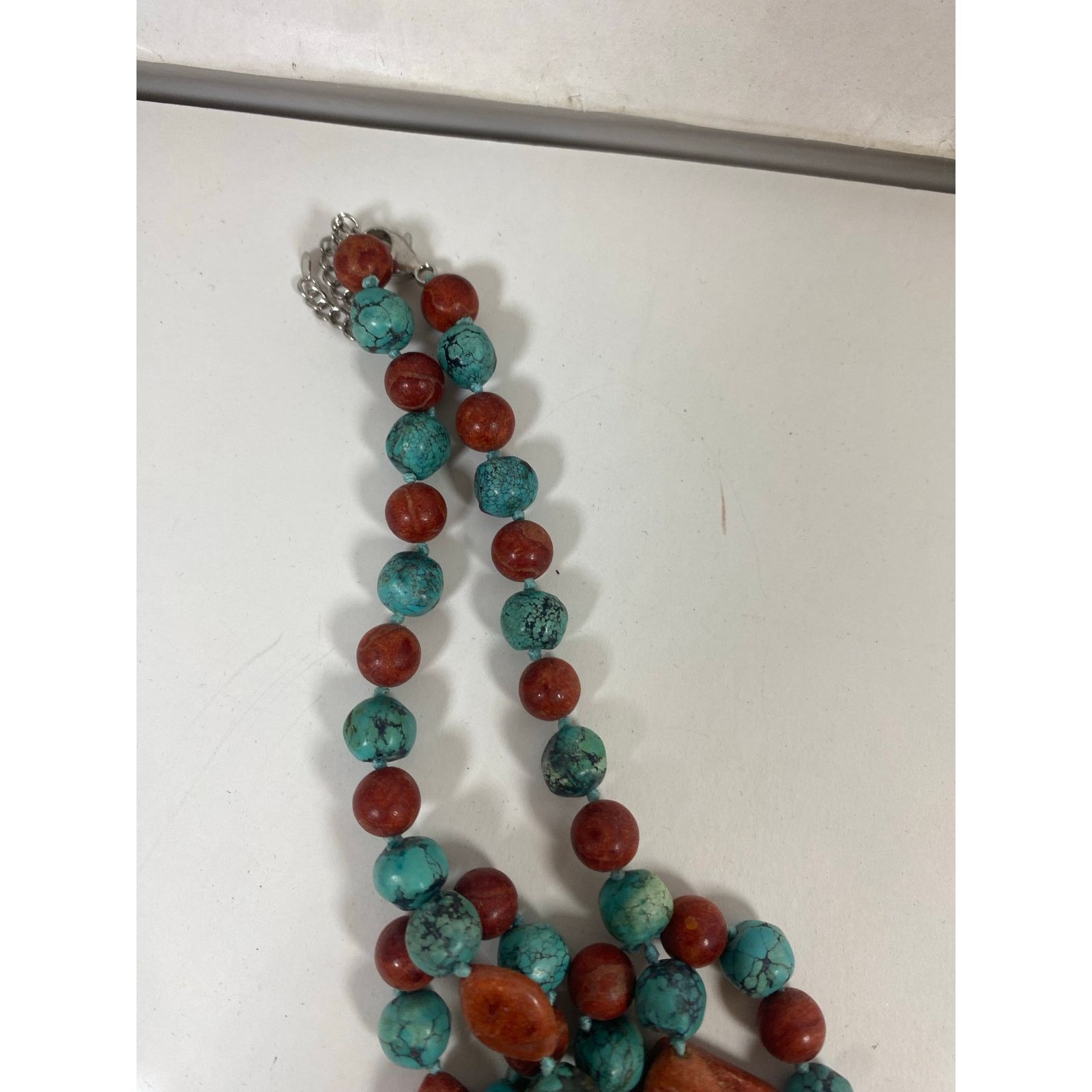 Other Lucas Lameth 925 Turquoise Red Coral Triple Strand Necklace Size ONE SIZE - 3 Thumbnail