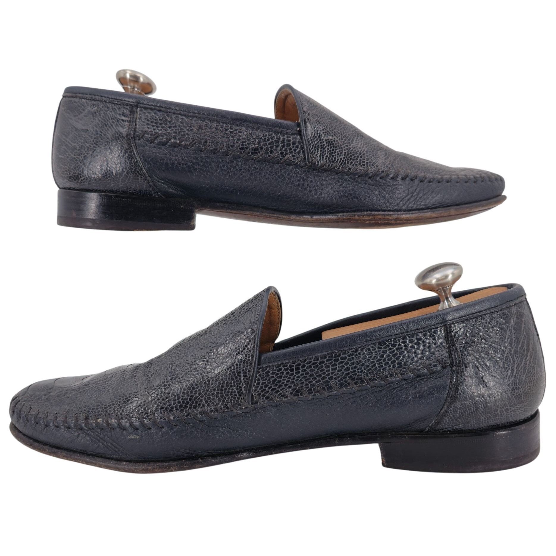 Aldo Brue Aldo Bruè Italy Exotic Navy Blue Ostrich Leg Dress Shoe 10.5 Size US 10.5 / EU 43-44 - 10 Thumbnail