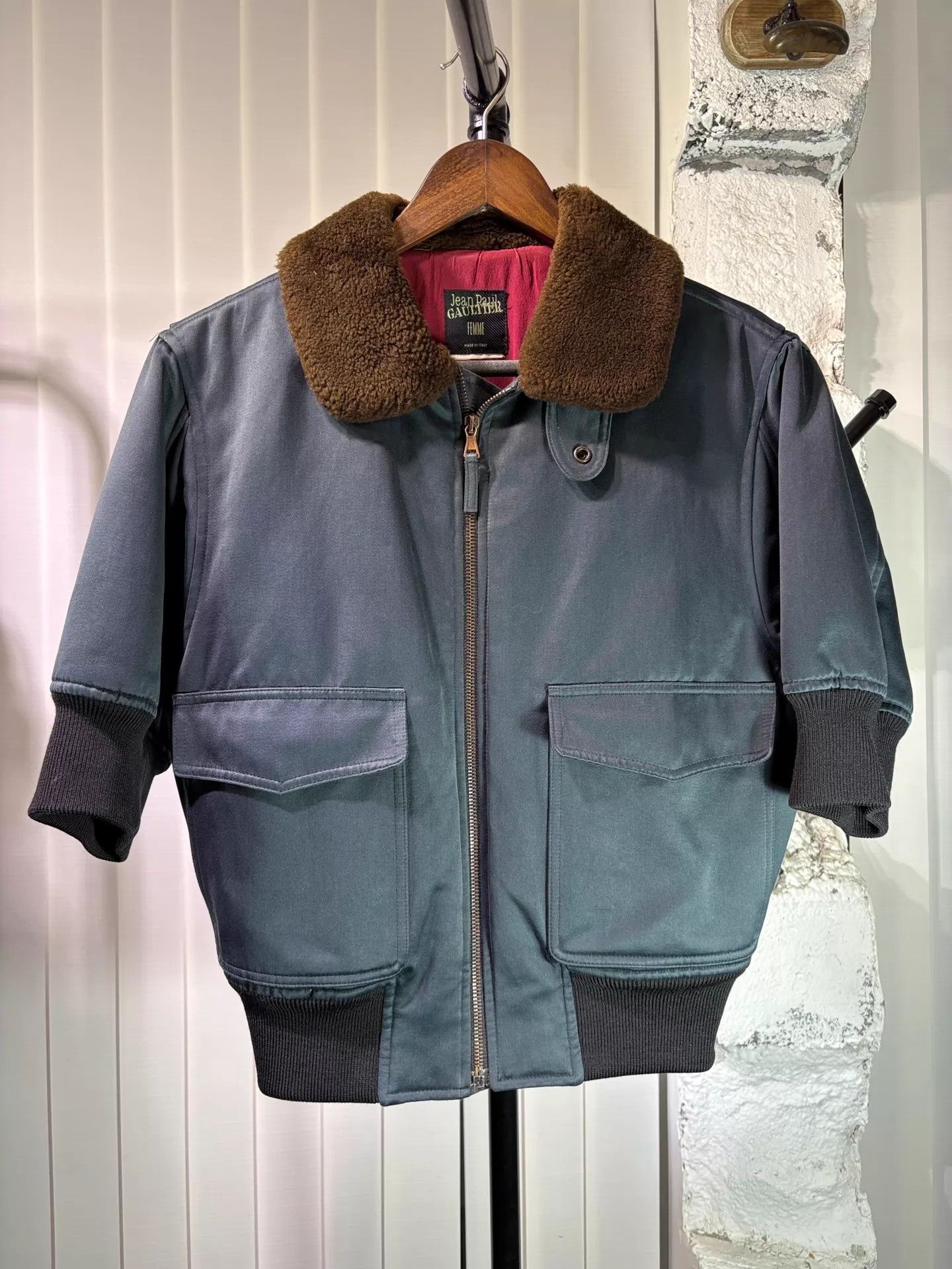 Jean Paul Gaultier JPG 92AW MA1 Mid-Sleeve Notch Collar Fur Collar Size XL / US 12-14 / IT 48-50 - 1 Thumbnail