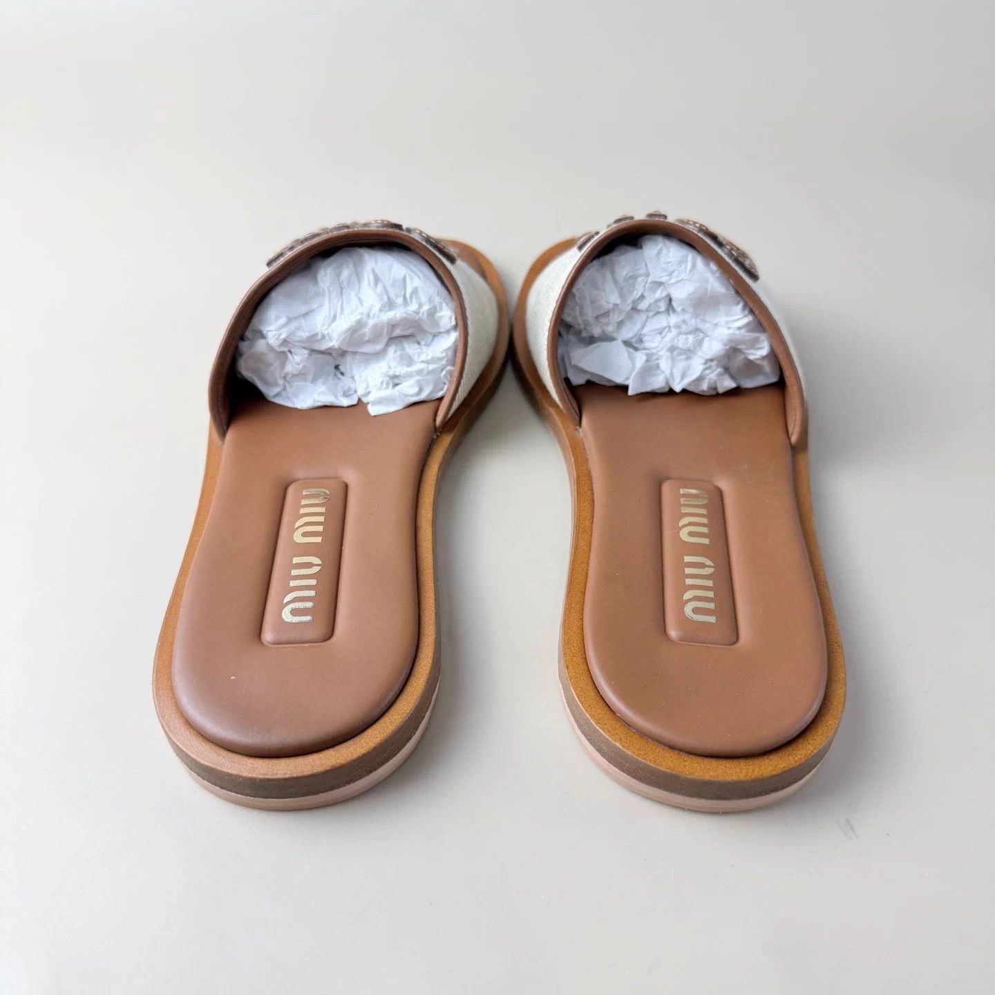 Miu Miu Miu Miu New Logo Straw Slides 36 Size US 5 / IT 35 - 3 Thumbnail