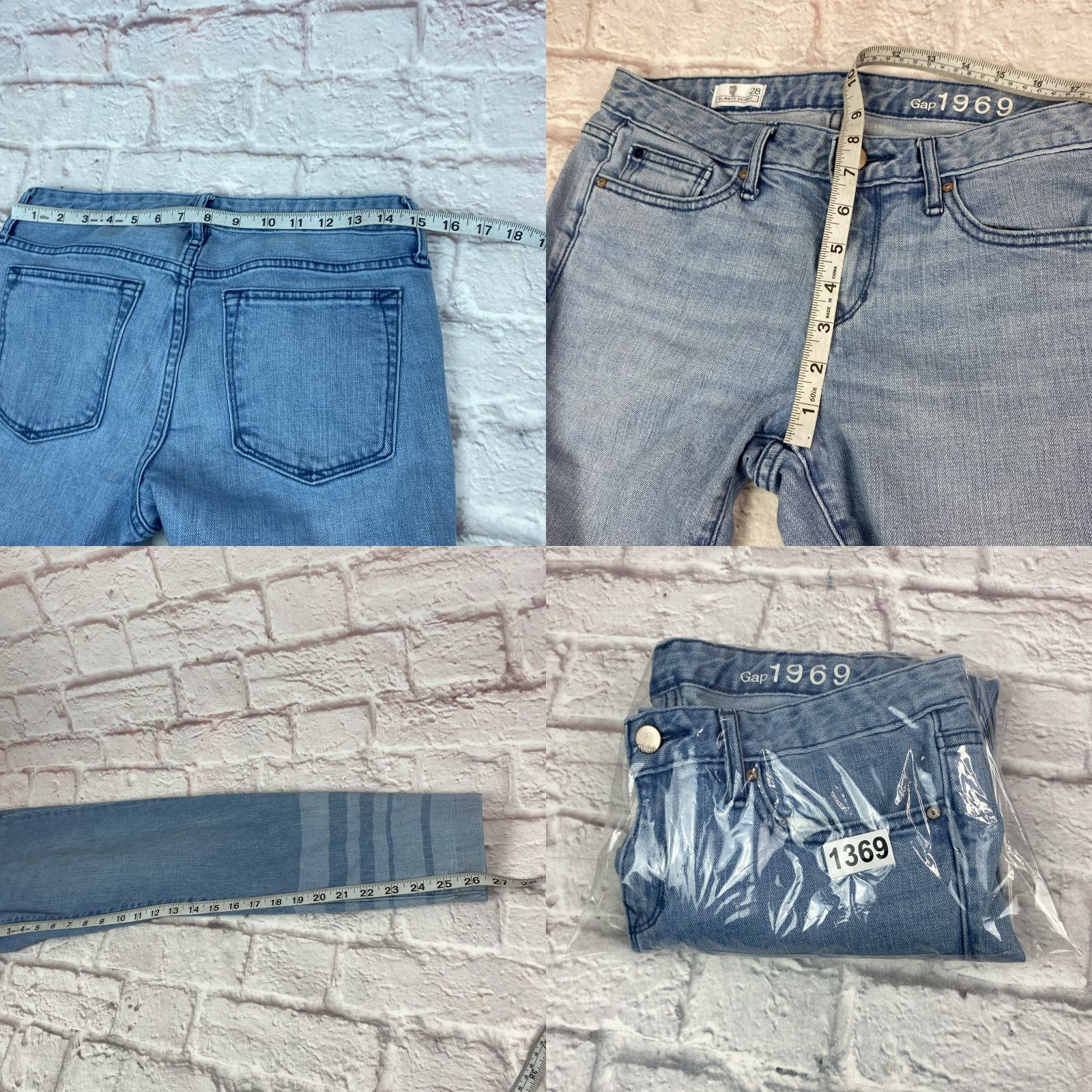 Gap VINTAGE Gap 1969 Jeans Juniors Womens Always Skinny Size 28 Low Rise Light Wash Blue Denim Slim 5-Pocket Womens Jeans Size 28" / US 6 / IT 42 - 8 Thumbnail