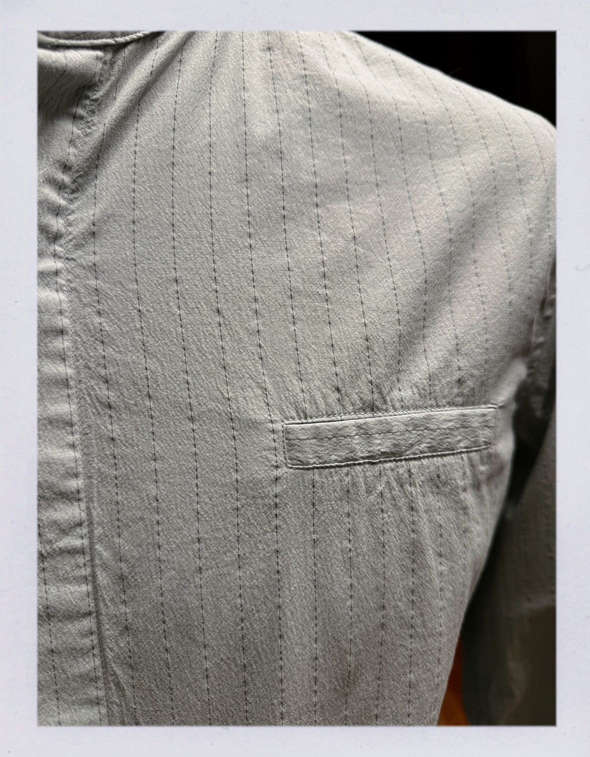 Other Minimalist Stand Collar Shirt – Light Grey Textured Cotton Size US S / EU 44-46 / 1 - 2 Thumbnail