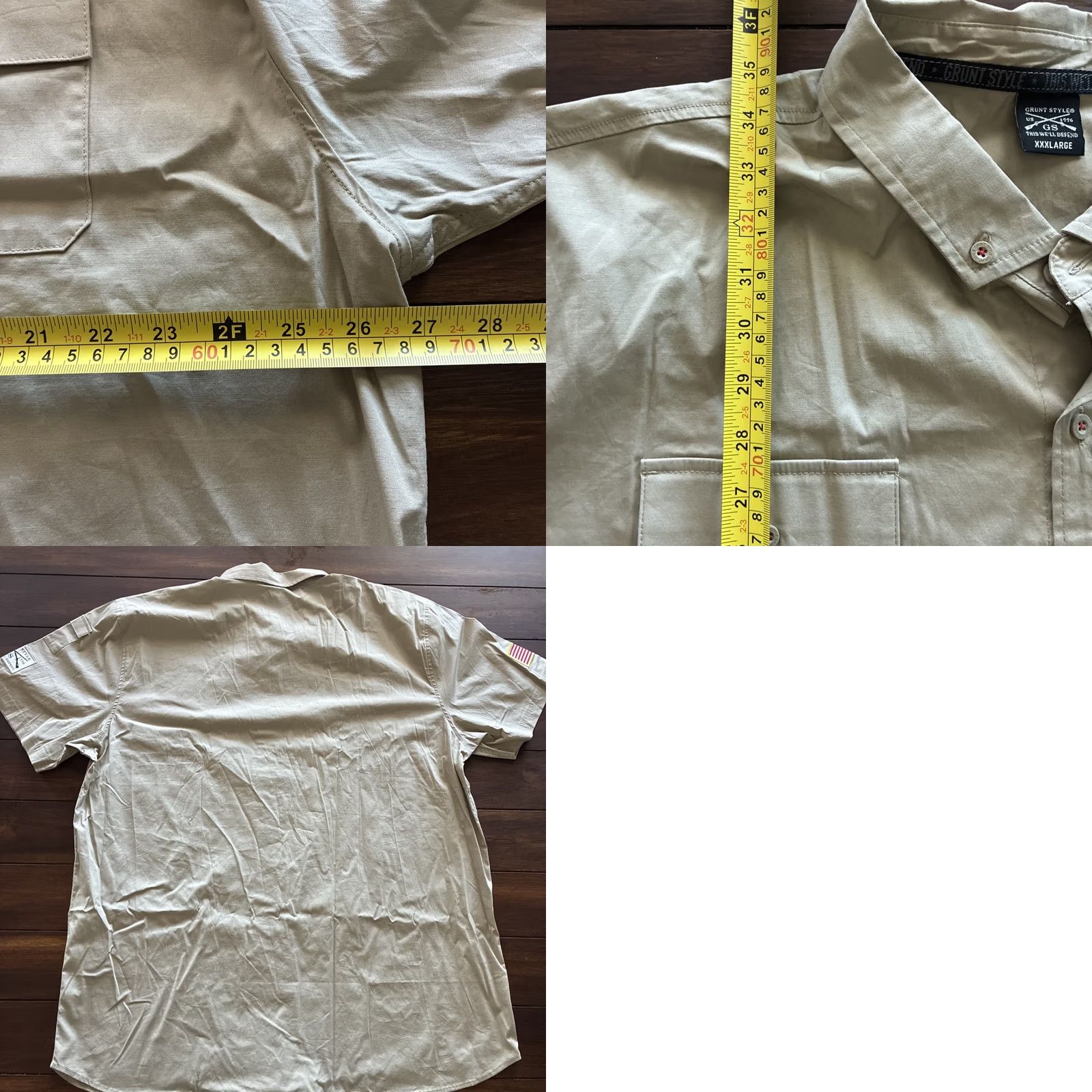 Garage Grunt Style Garage Button Down Shirt Mens 3XL Tan Short Sleeve USA Flag Patch Size US XXL / EU 58 / 5 - 8 Thumbnail