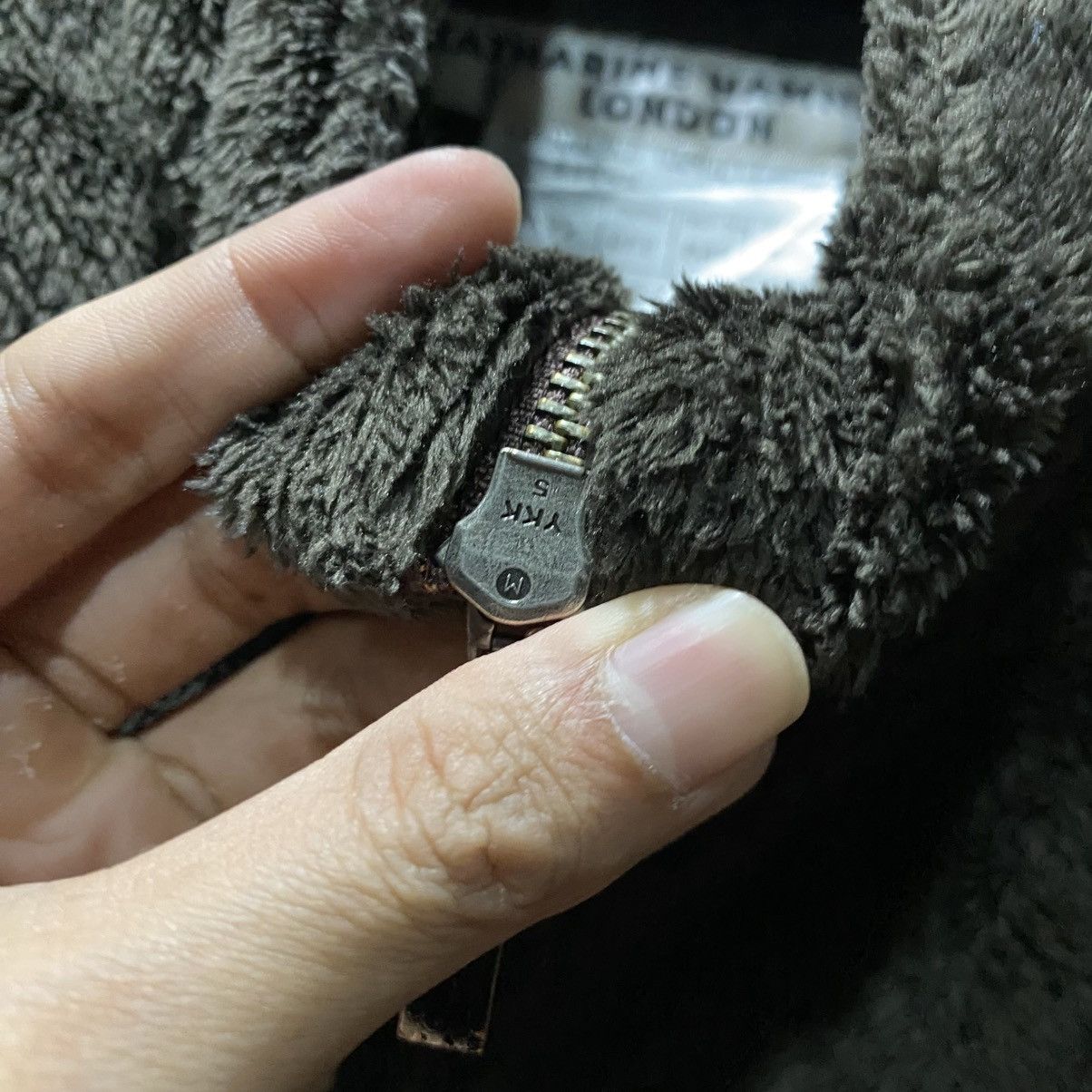 Katharine Hamnett London Vintage fleece-lined bomber jacket with suede-like panels Size US M / EU 48-50 / 2 - 11 Thumbnail