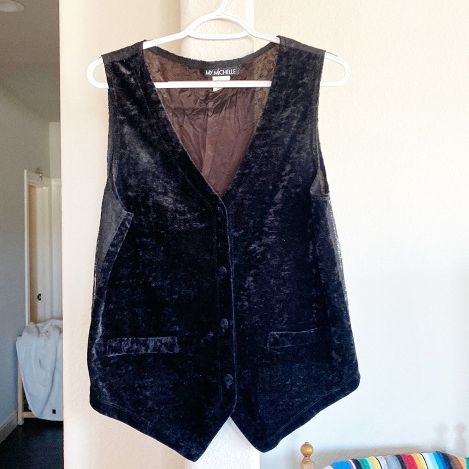 Vintage Vintage My Michelle 90s velvet lace back vest size M Size M / US 6-8 / IT 42-44 - 1 Thumbnail