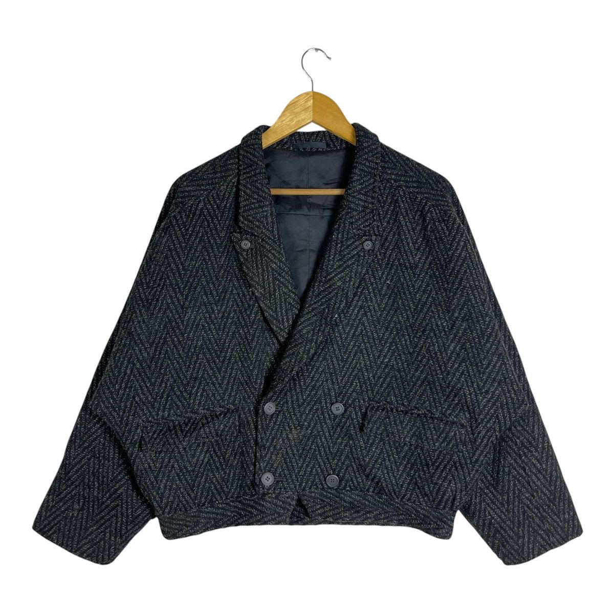 Issey Miyake Issey Miyake Inspired MR-TESSEL Herringbone Wool Bomber Size US M / EU 48-50 / 2 - 3 Thumbnail
